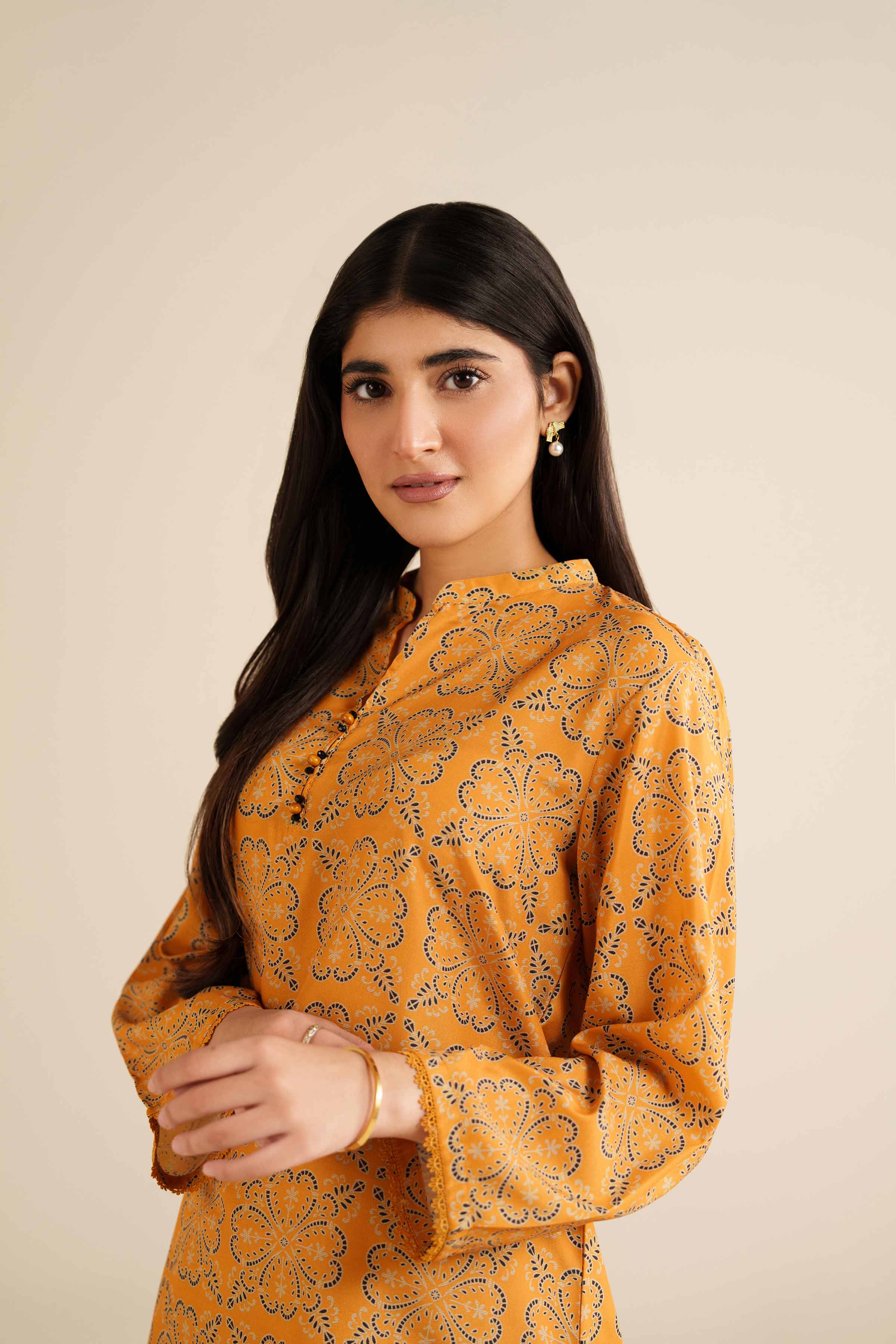 NISHATUAE - Orange Printed Swiss Lawn 2-piece Ready to wear Dress