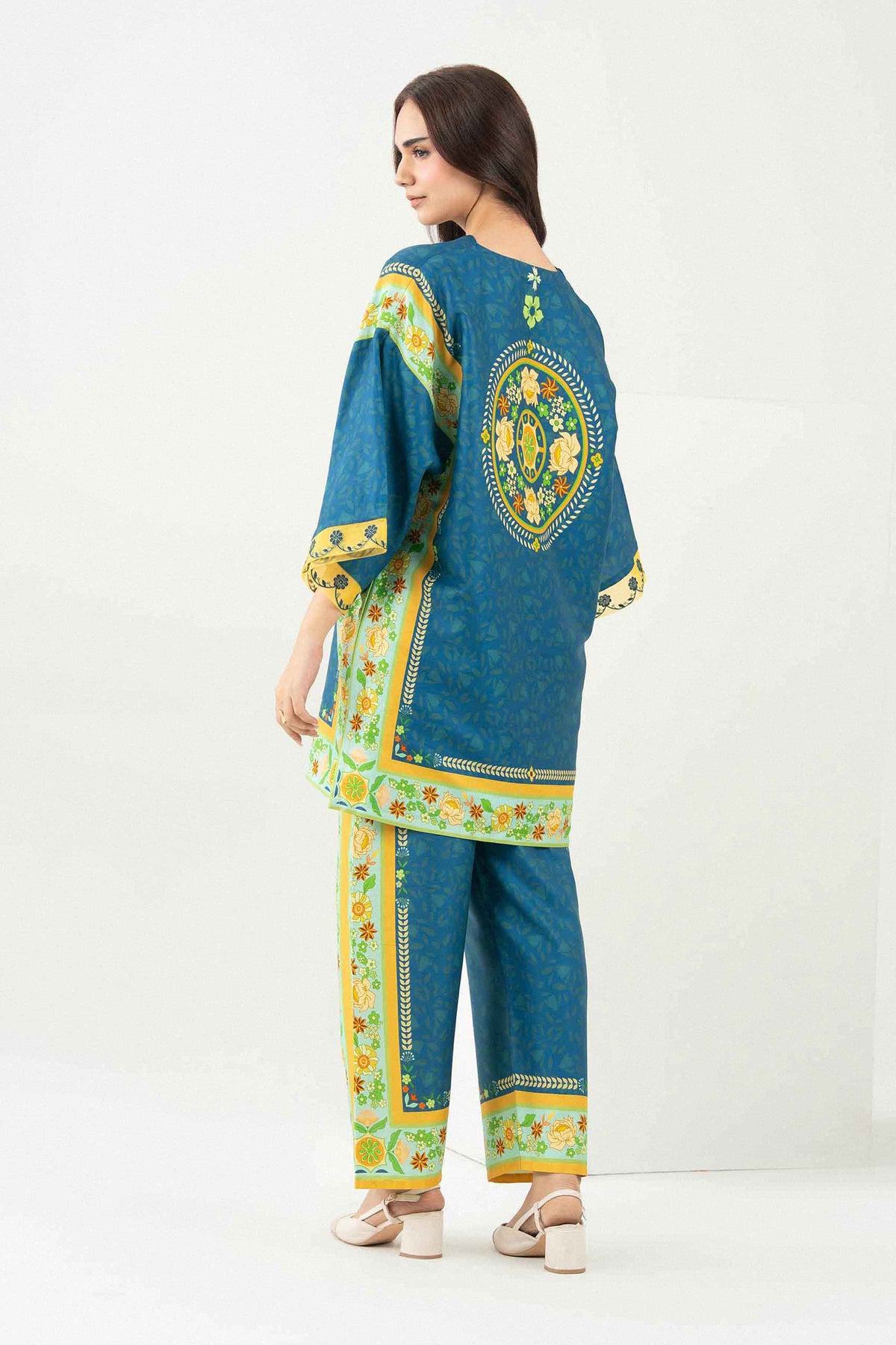 Blue 2-Piece Printed Embroidered Suit in Twill ready-to-wear
