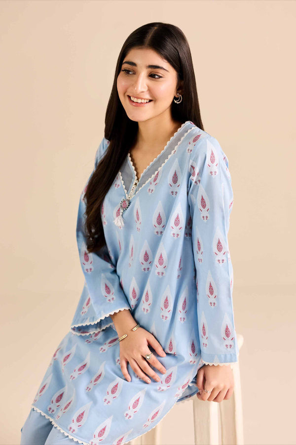 NishatUAE -  Blue Printed Jacquard 2-piece Ready to wear Dress