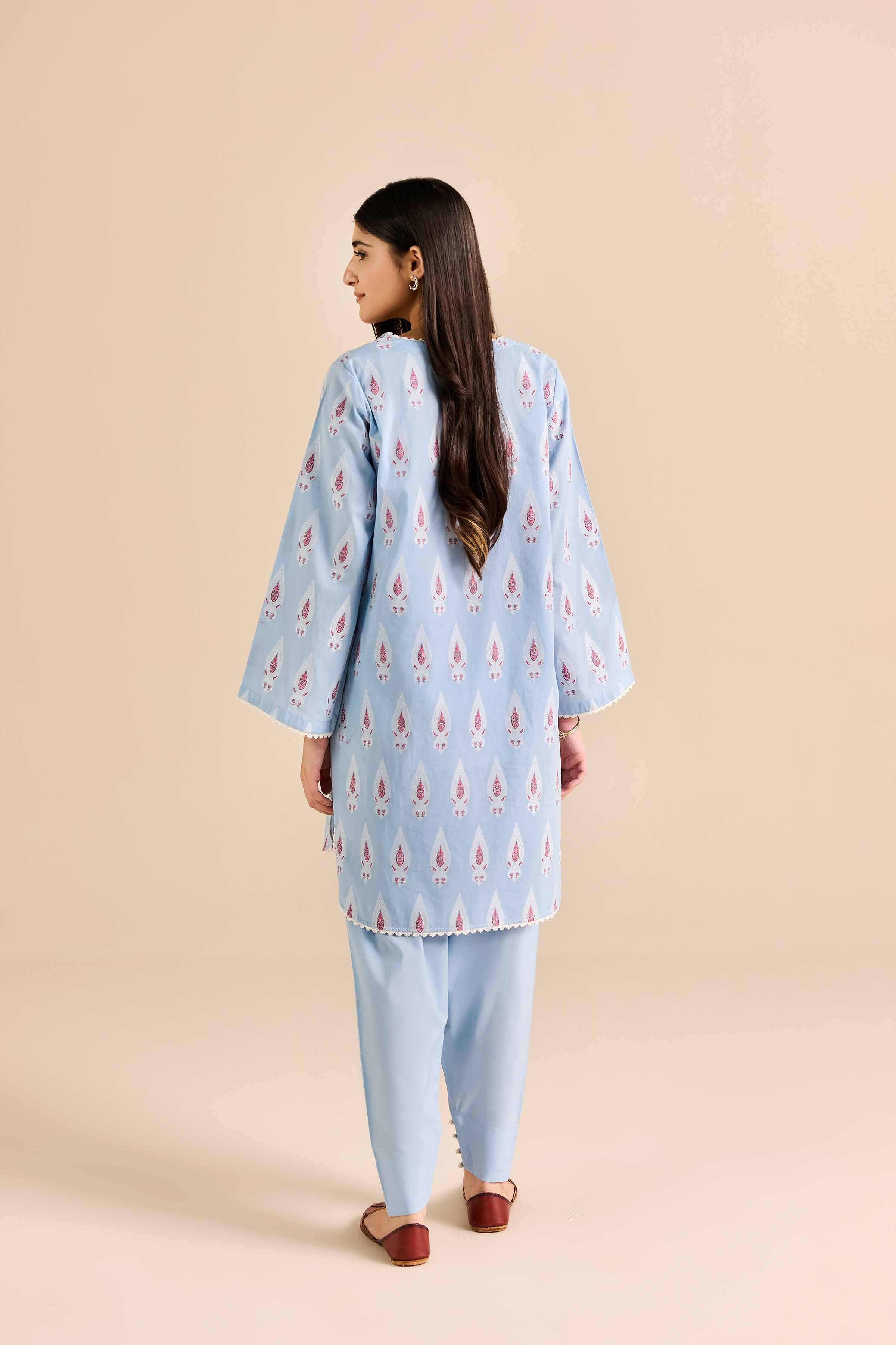 NishatUAE -  Blue Printed Jacquard 2-piece Ready to wear Dress