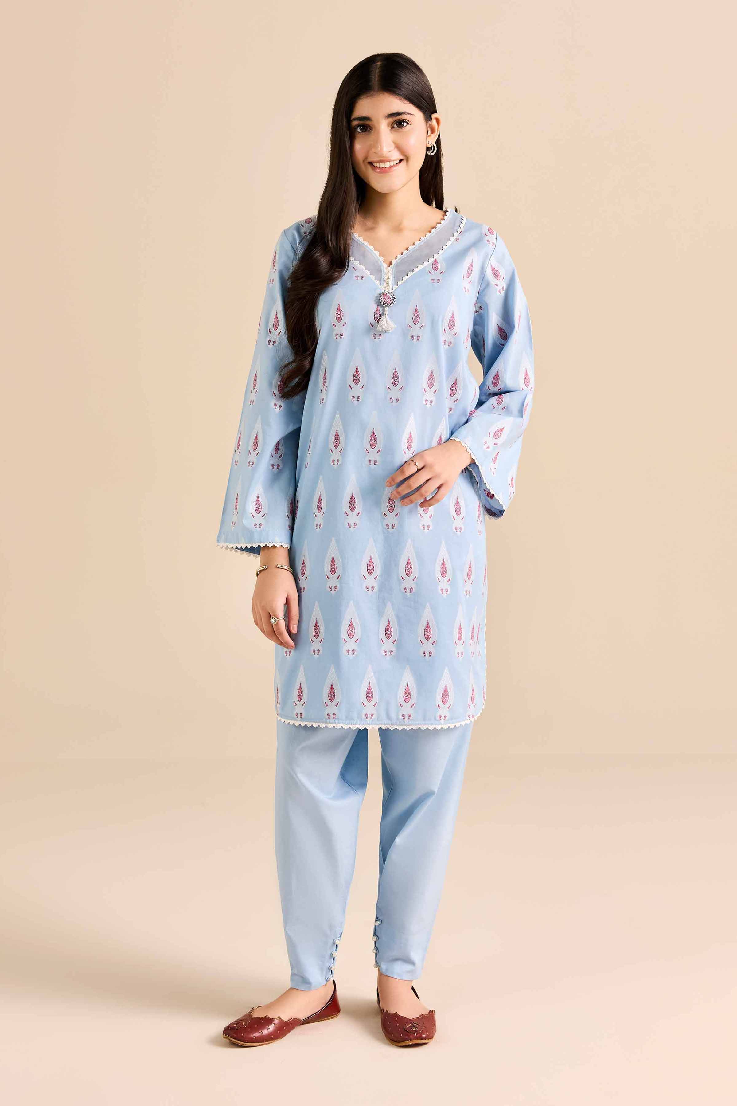 NishatUAE -  Blue Printed Jacquard 2-piece Ready to wear Dress