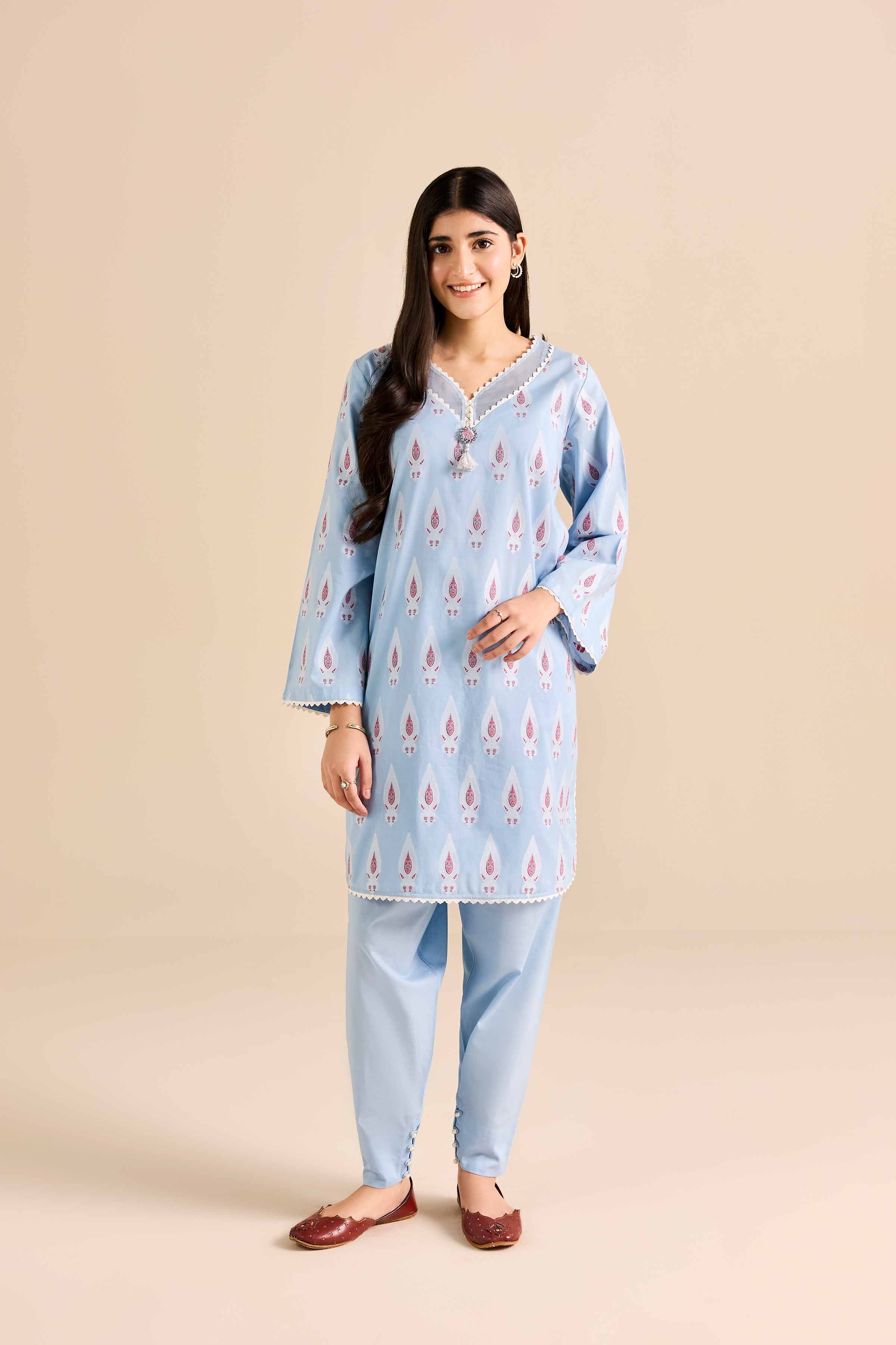 NishatUAE -  Blue Printed Jacquard 2-piece Ready to wear Dress
