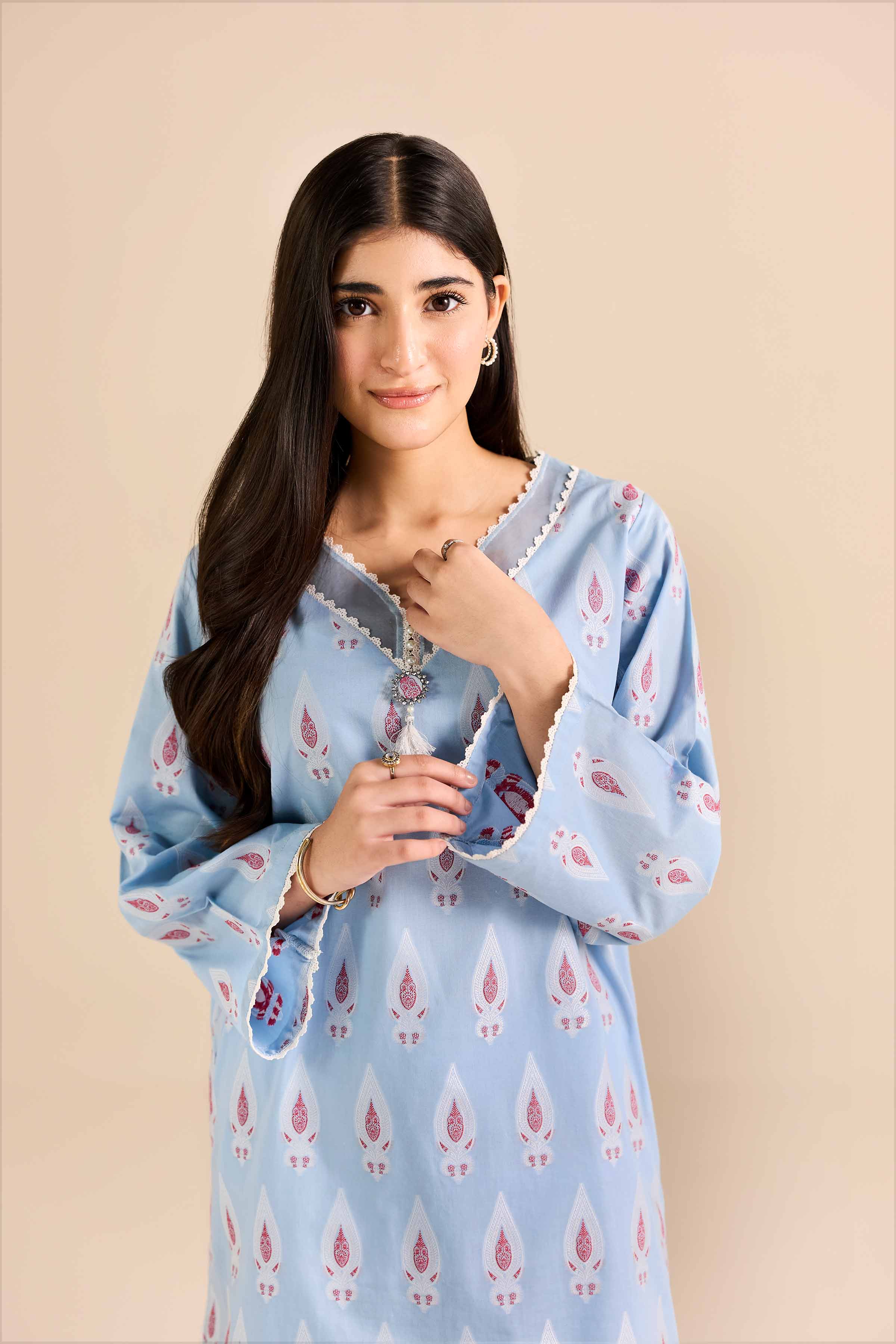 NishatUAE -  Blue Printed Jacquard 2-piece Ready to wear Dress