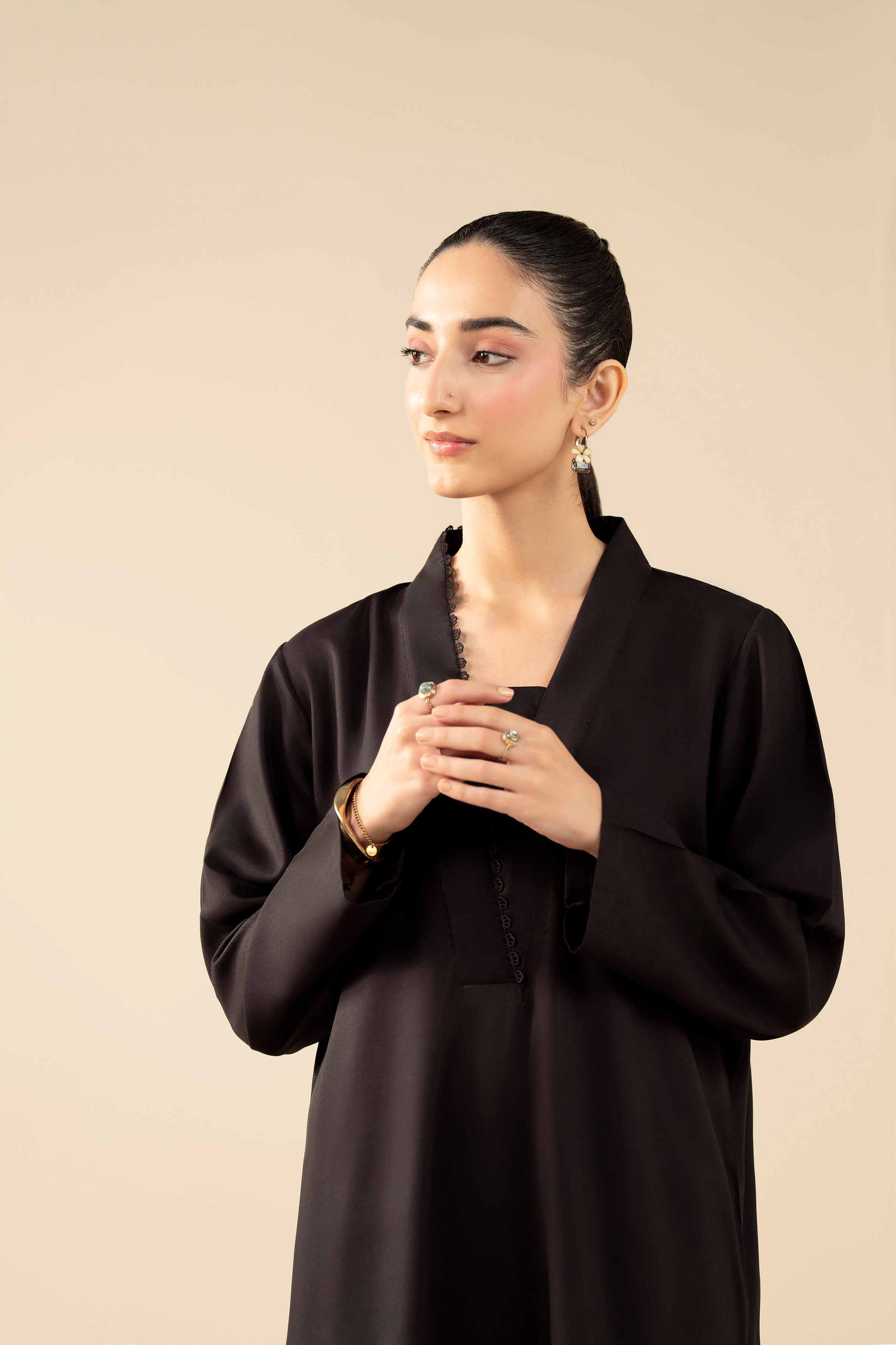 NishatUAE -  Black Solids Linen 2-piece Ready to wear Dress