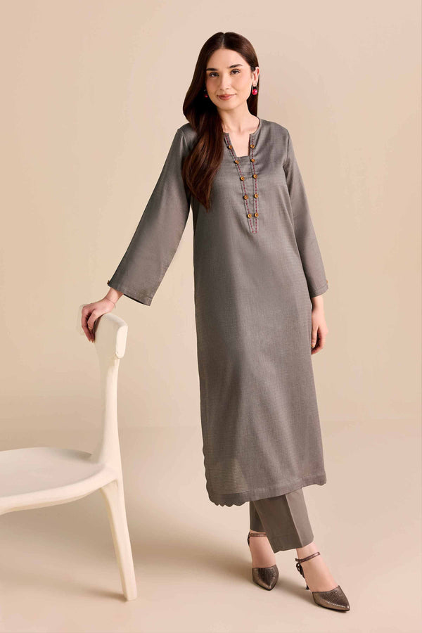 NishatUAE -  Grey Solids Dobby 2-piece Ready to wear Dress