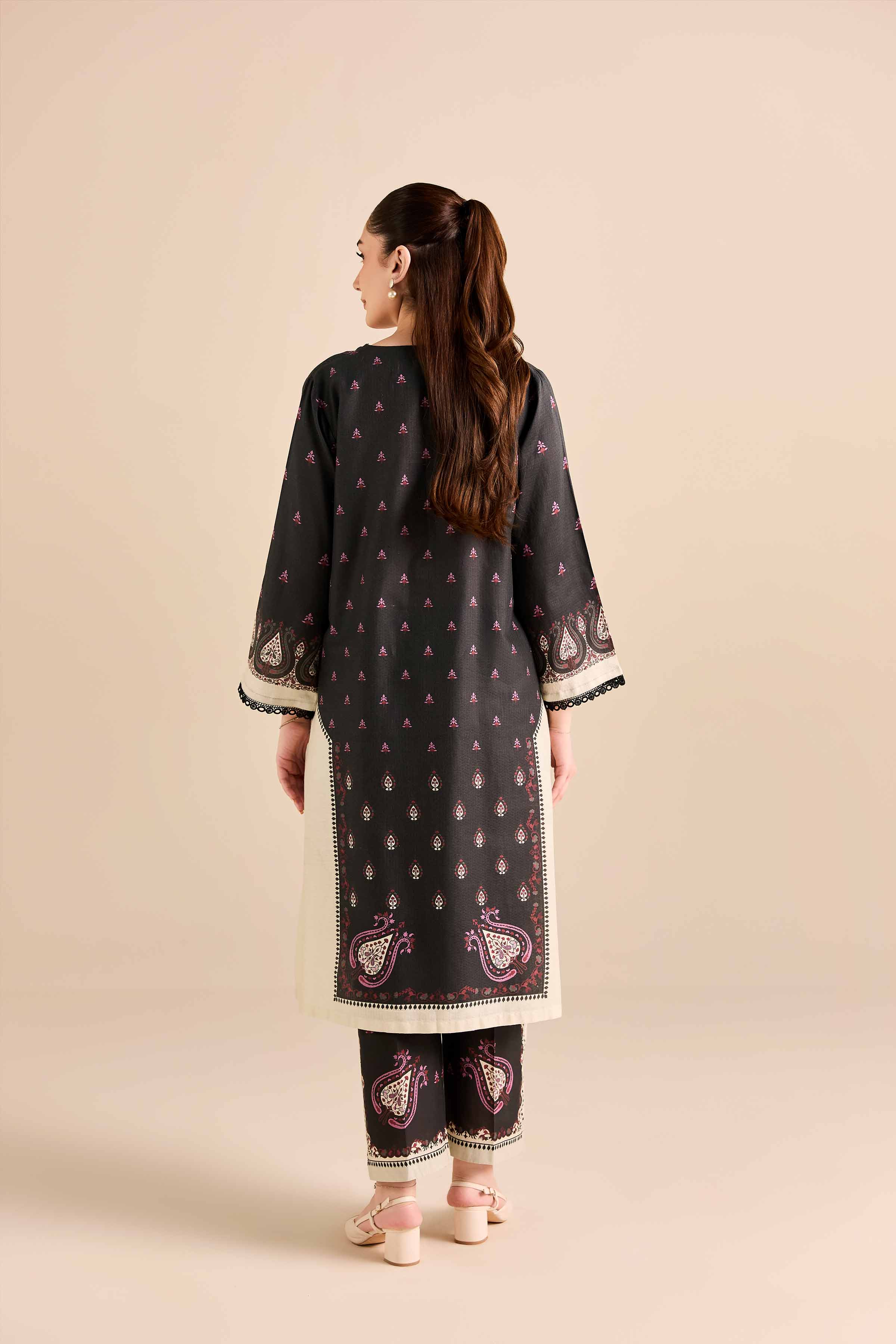 NISHATUAE - Black Printed Dobby 2-piece Ready to wear Dress