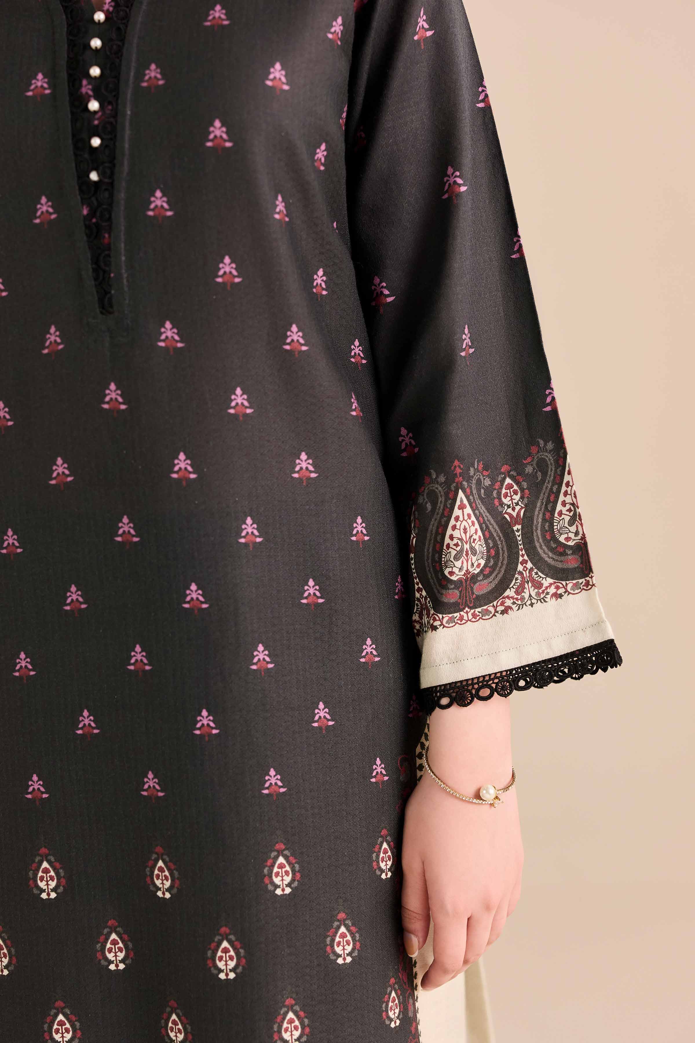 NISHATUAE - Black Printed Dobby 2-piece Ready to wear Dress