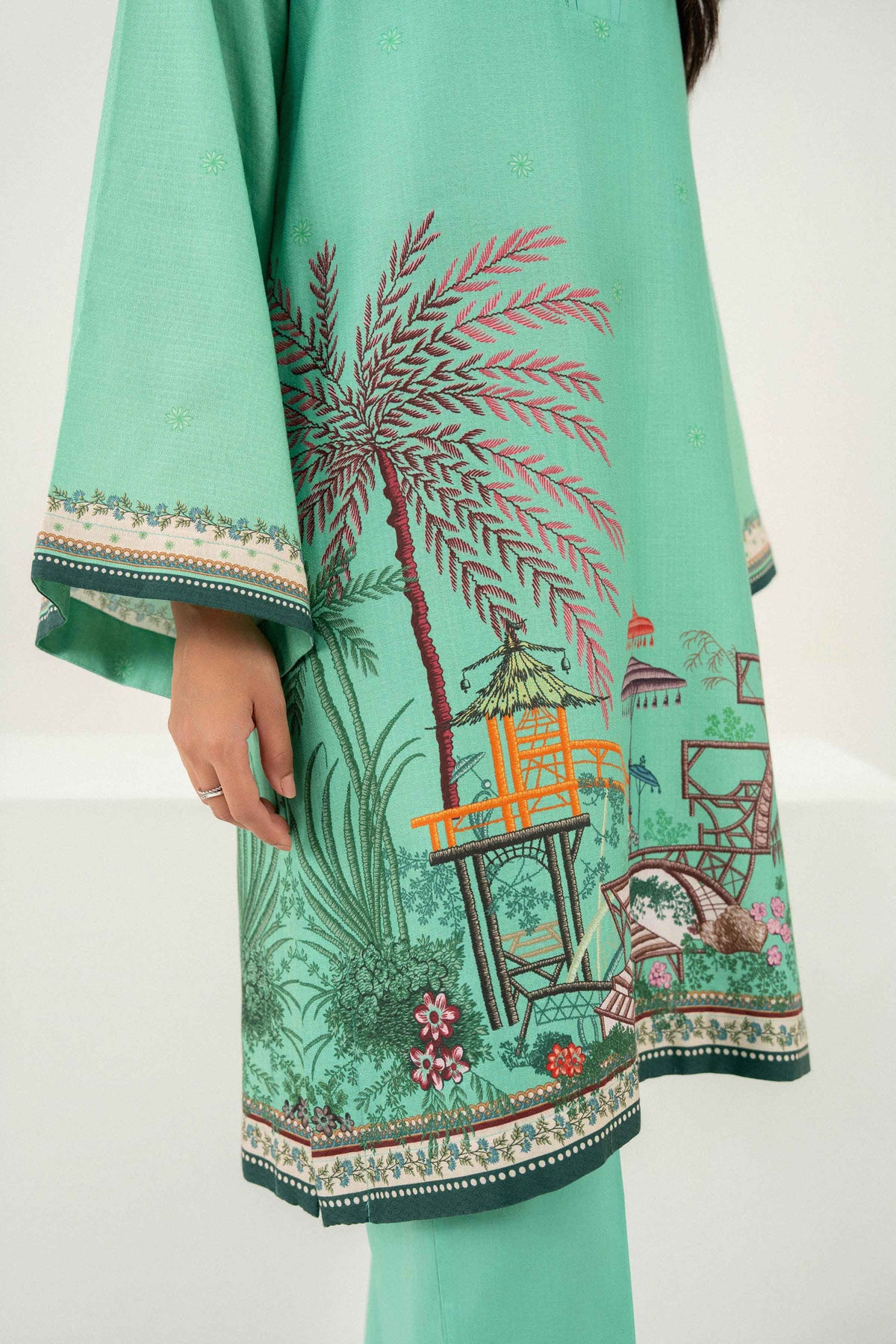 2 Piece - Printed Embroidered Suit - PW25-387