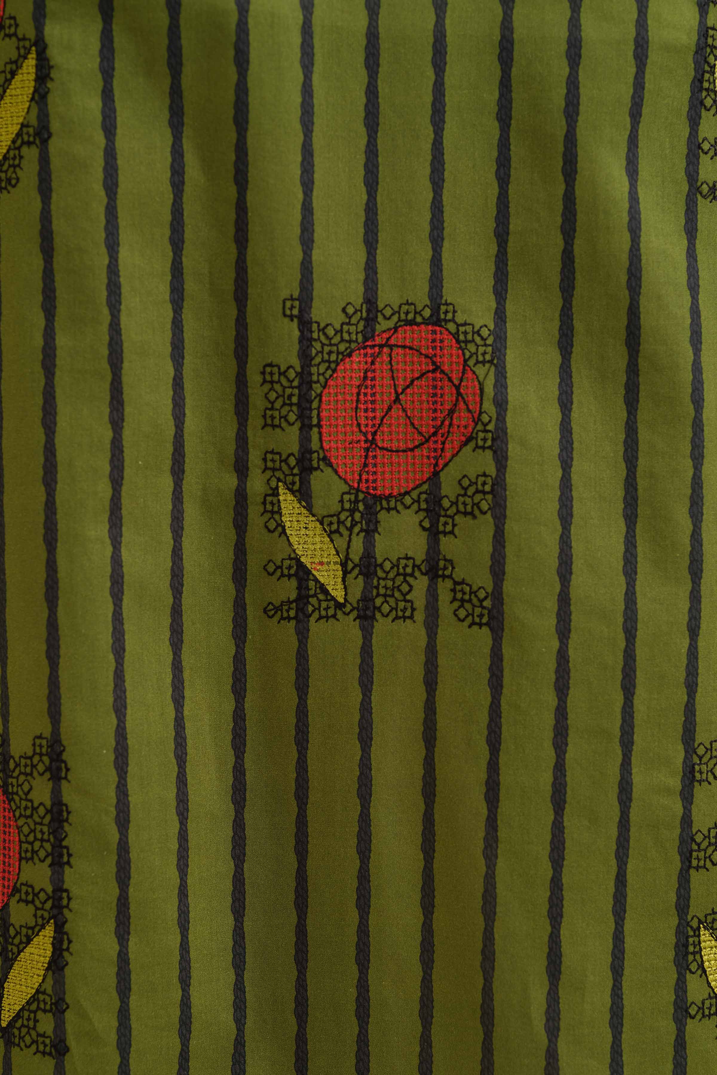 NISHATUAE - Green Embroidered Cambric 3-piece Ready to wear Suit