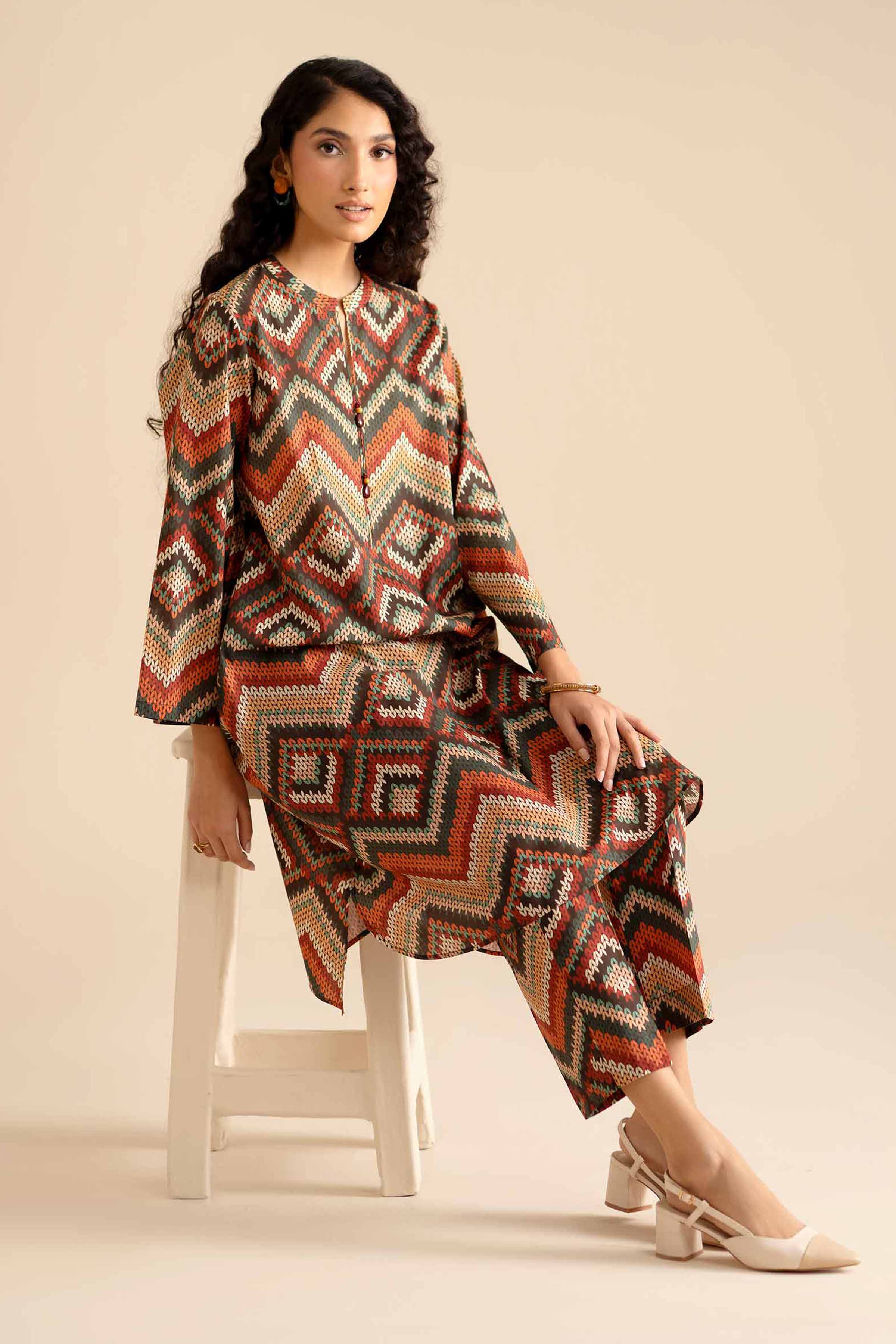 NISHATUAE - Multi Printed Cambric 2-piece Ready to wear Dress