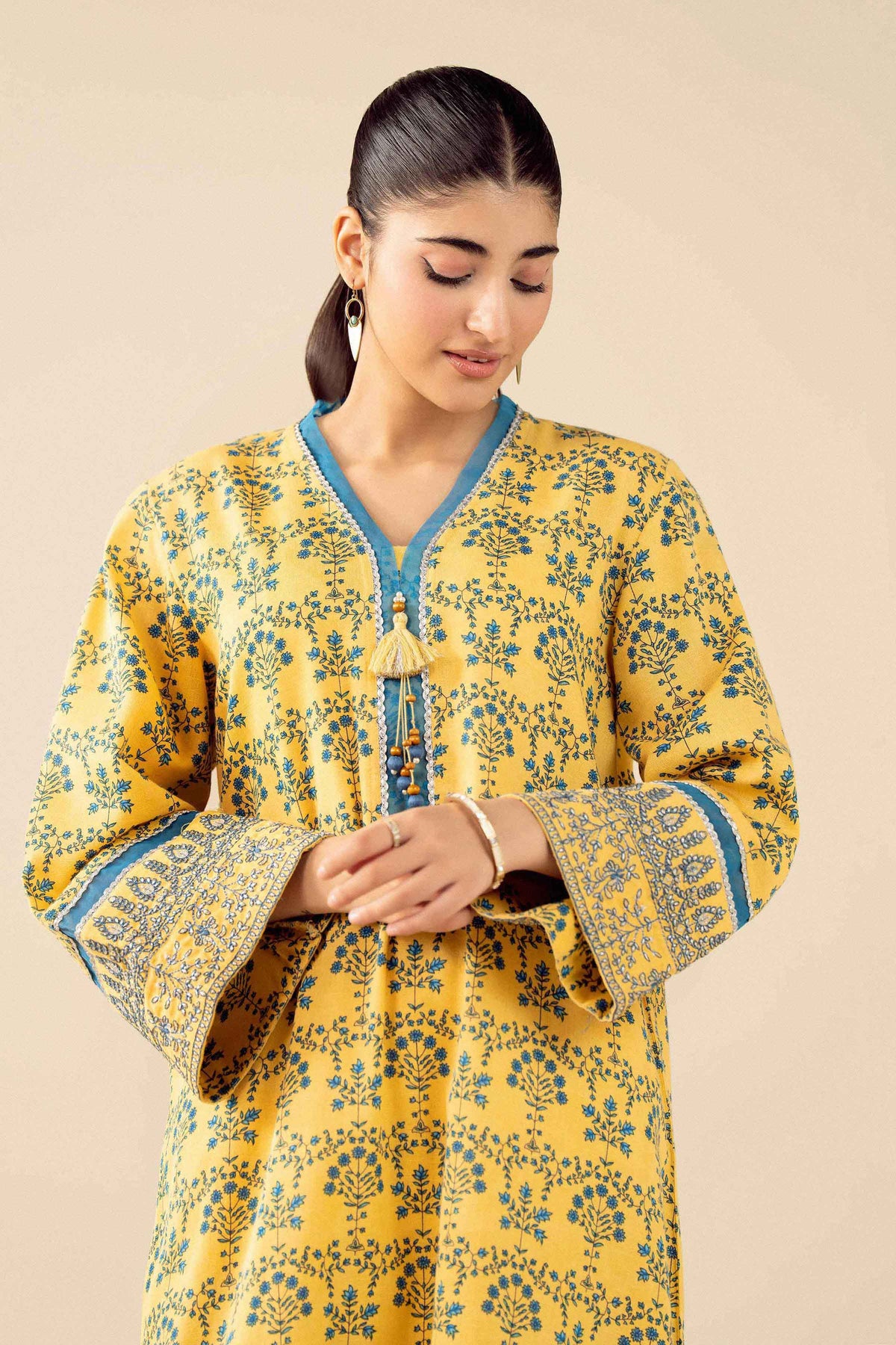 2 Piece - Printed Embroidered Suit - PW25-432