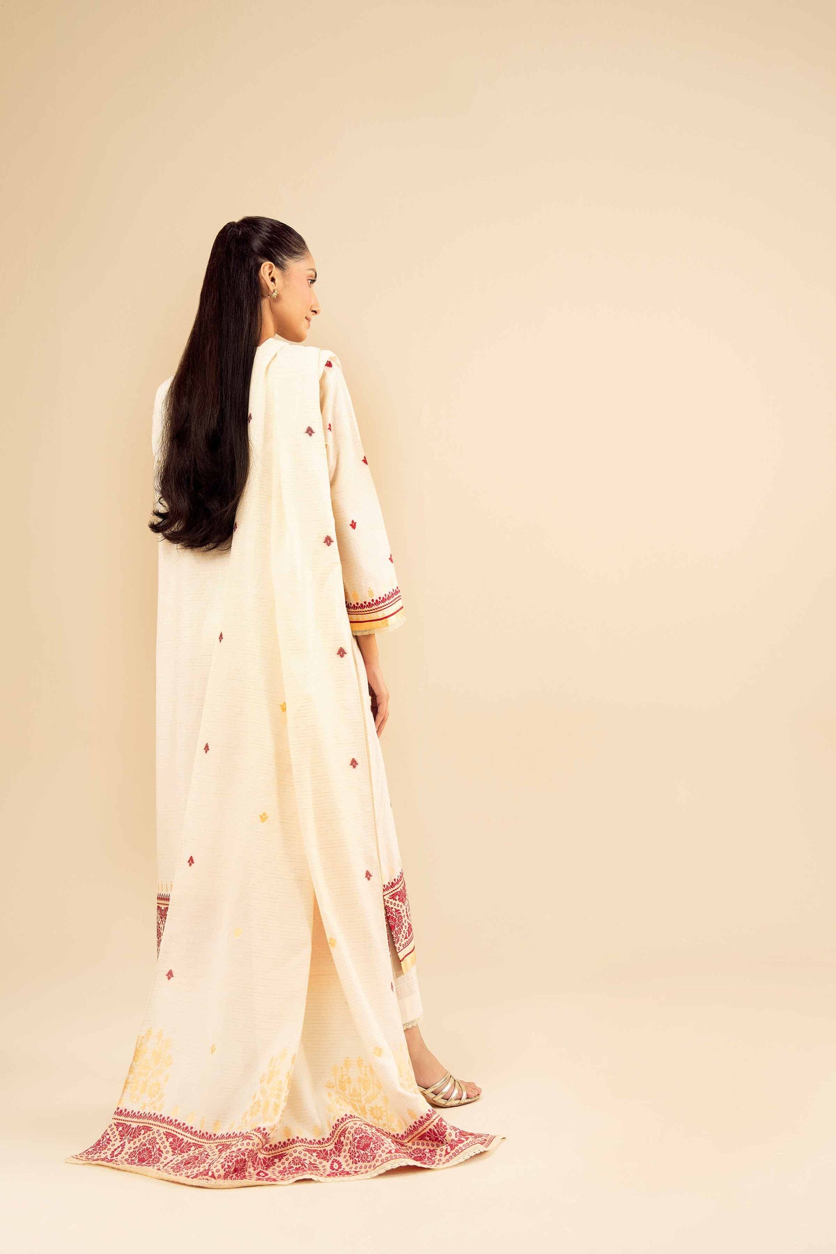 White 3-Piece Printed Suit in Jacquard ready-to-wear