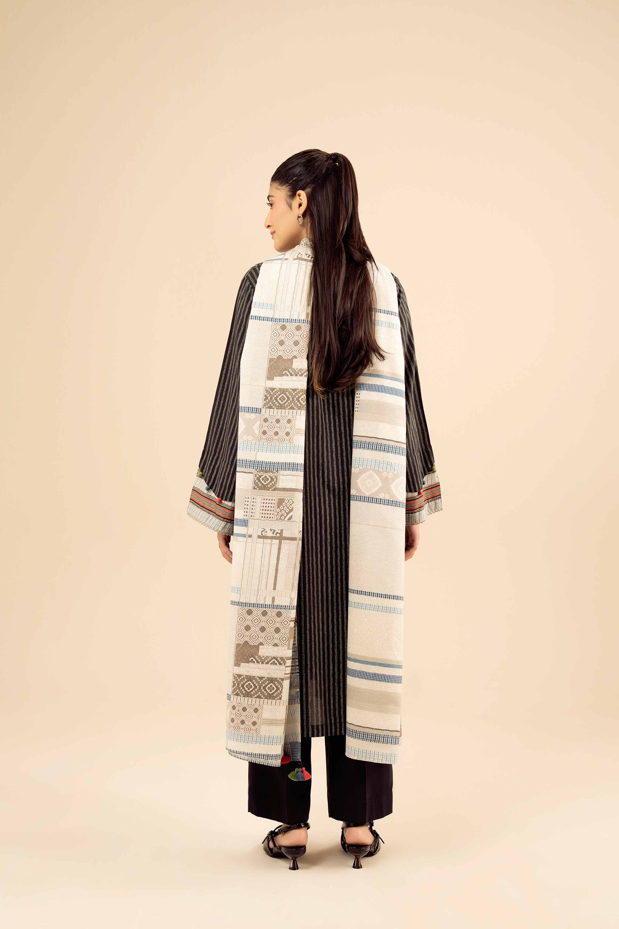 NISHATUAE - Black Printed Tropical 3-piece Ready to wear Suit