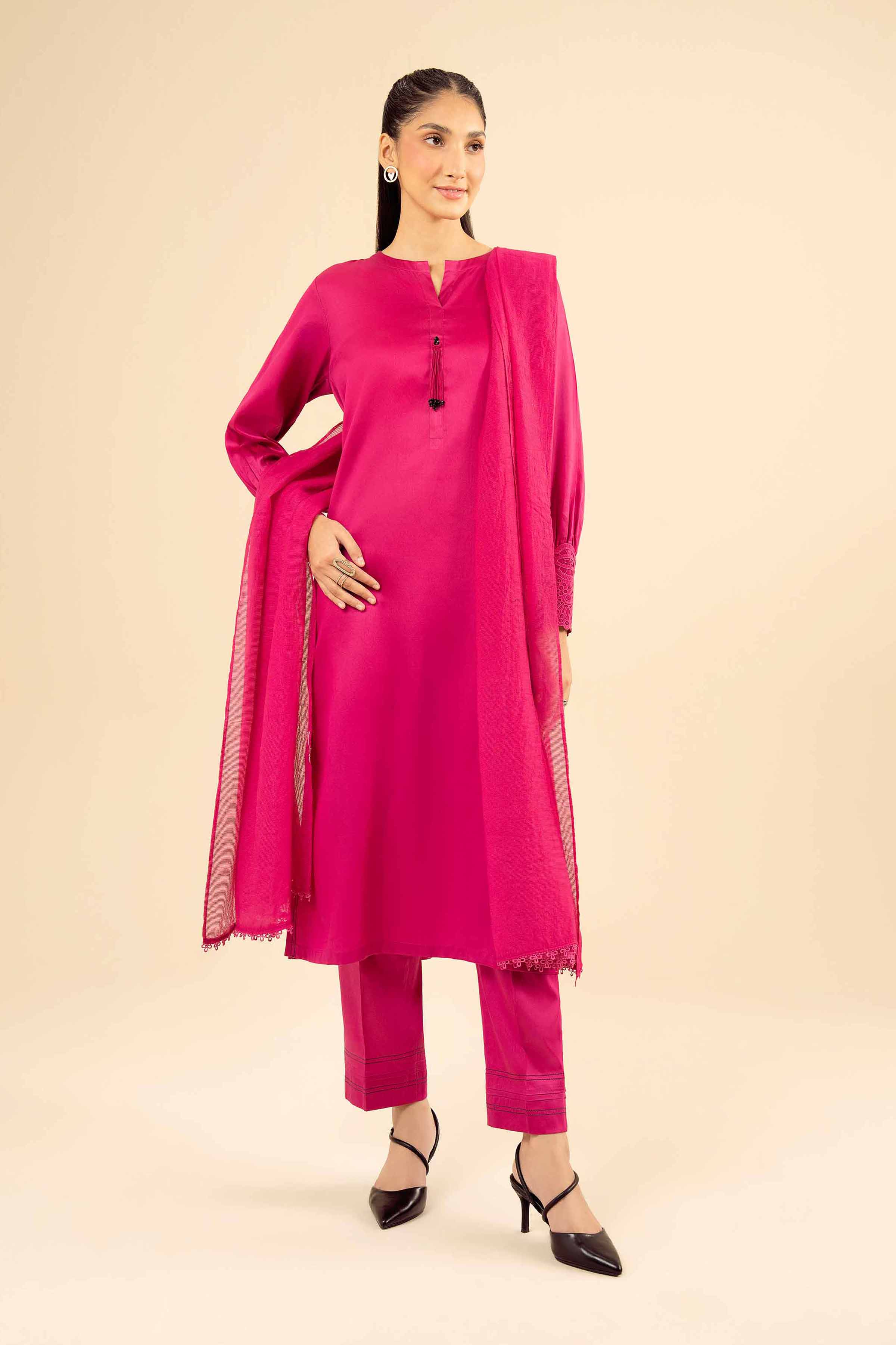 NISHATUAE - Pink Solids Satin 3-piece Ready to wear Suit