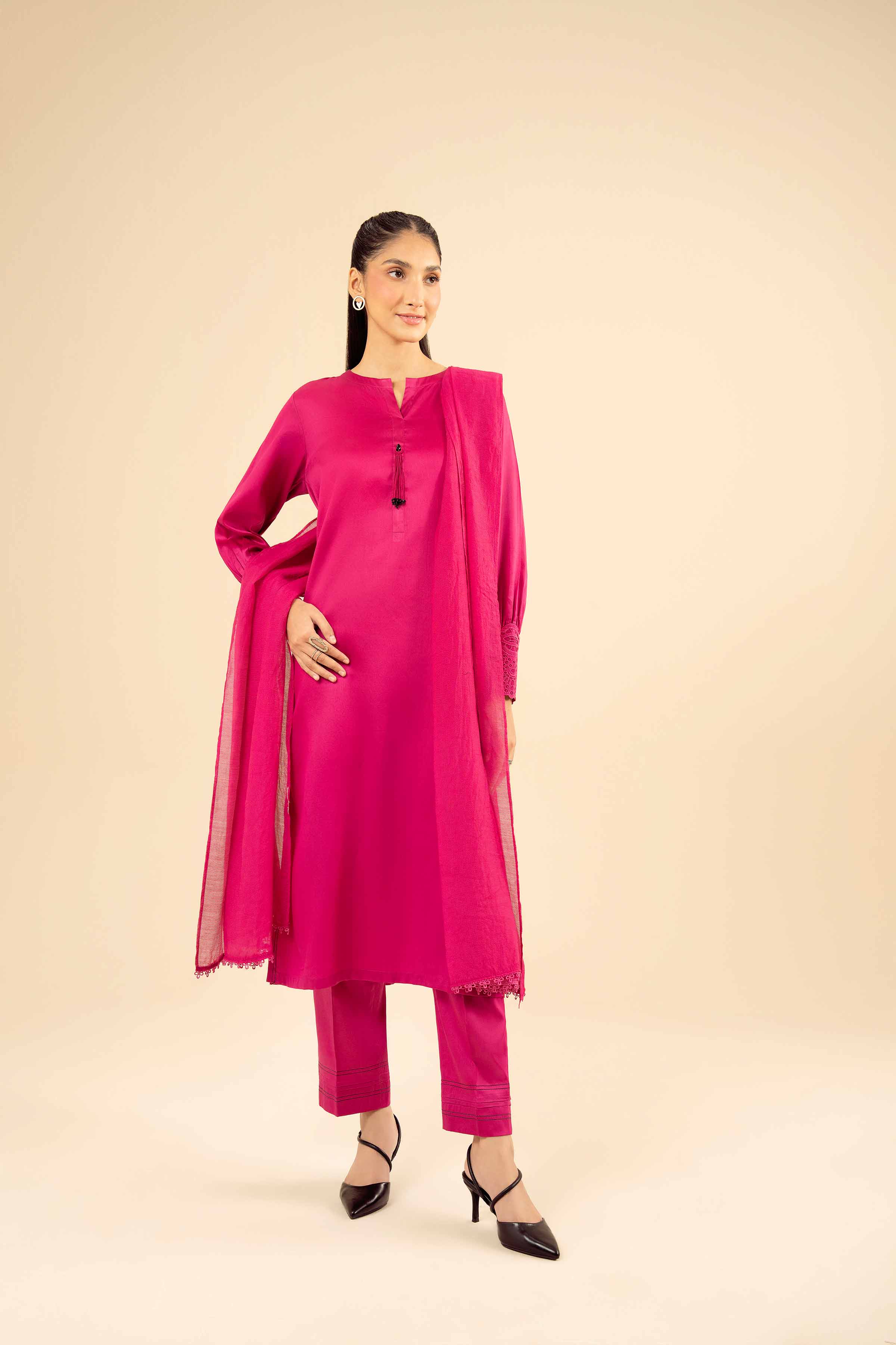 NISHATUAE - Pink Solids Satin 3-piece Ready to wear Suit