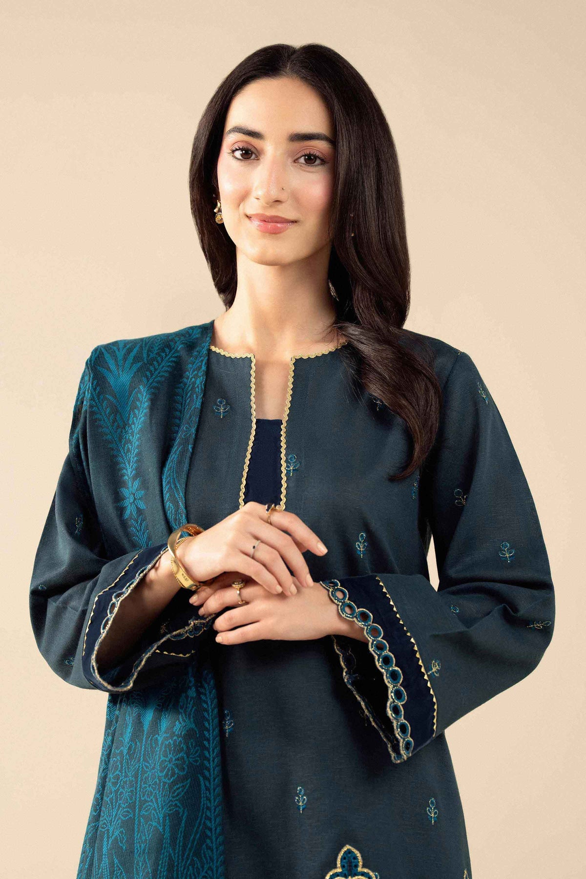 3 Piece - Embroidered Suit - PW25-490