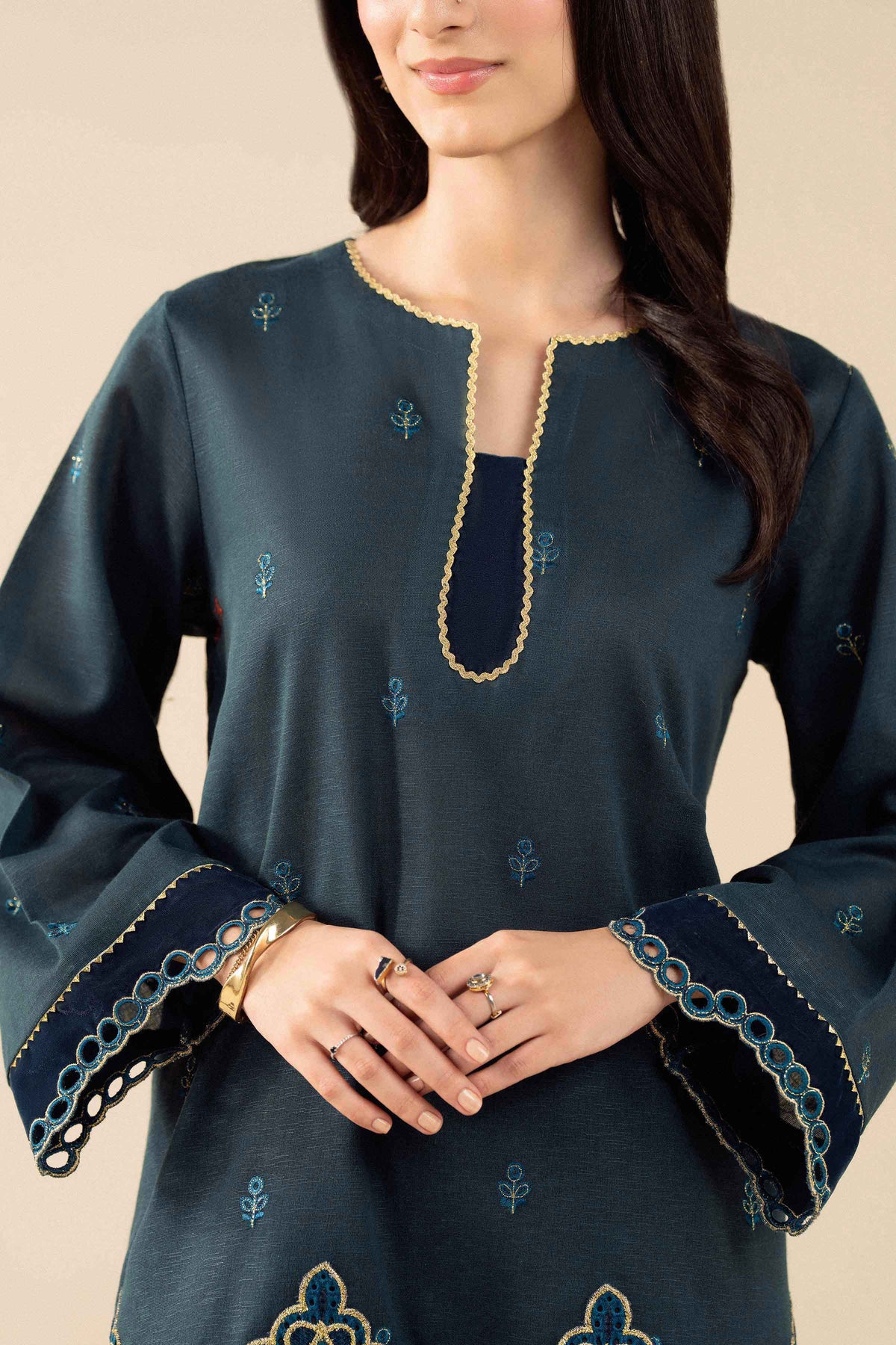 3 Piece - Embroidered Suit - PW25-490
