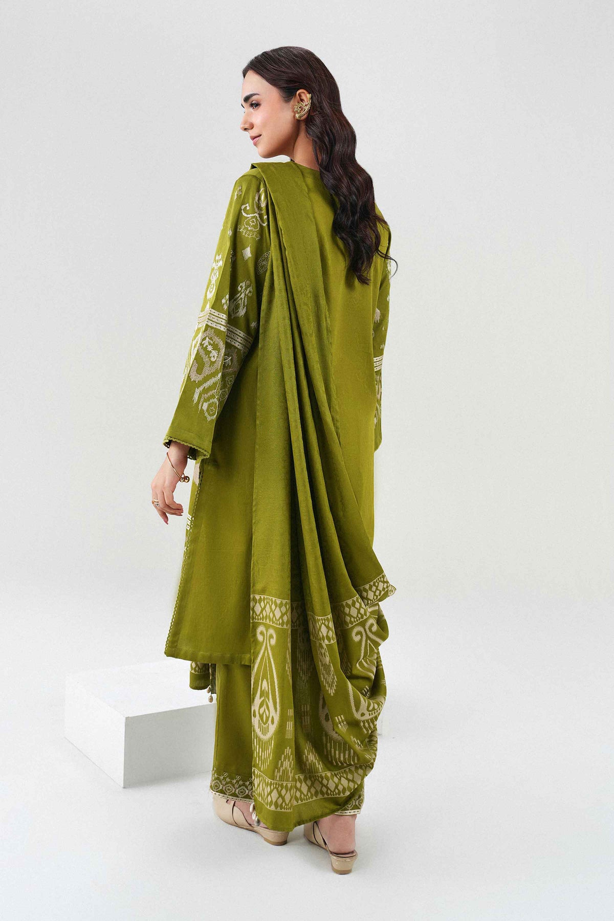 3 Piece - Printed Embroidered Suit - PW25-501