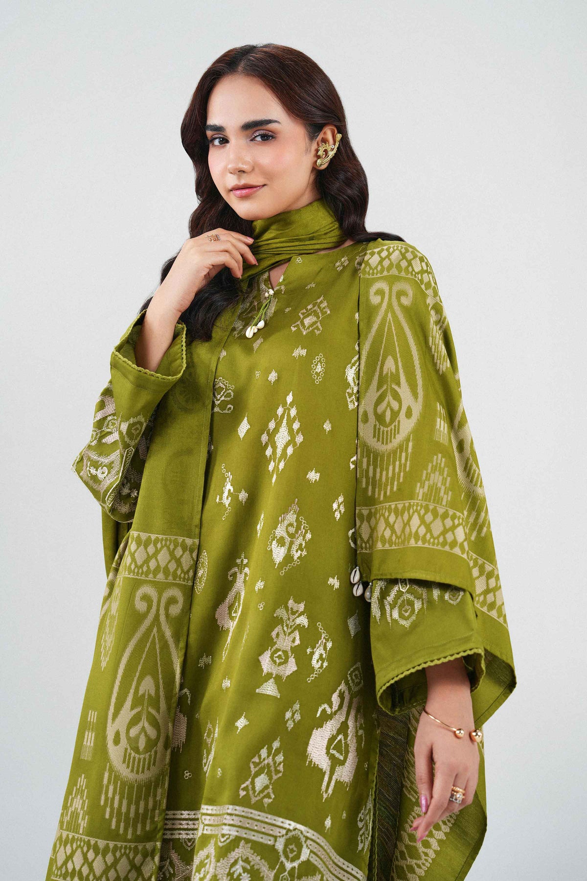 3 Piece - Printed Embroidered Suit - PW25-501