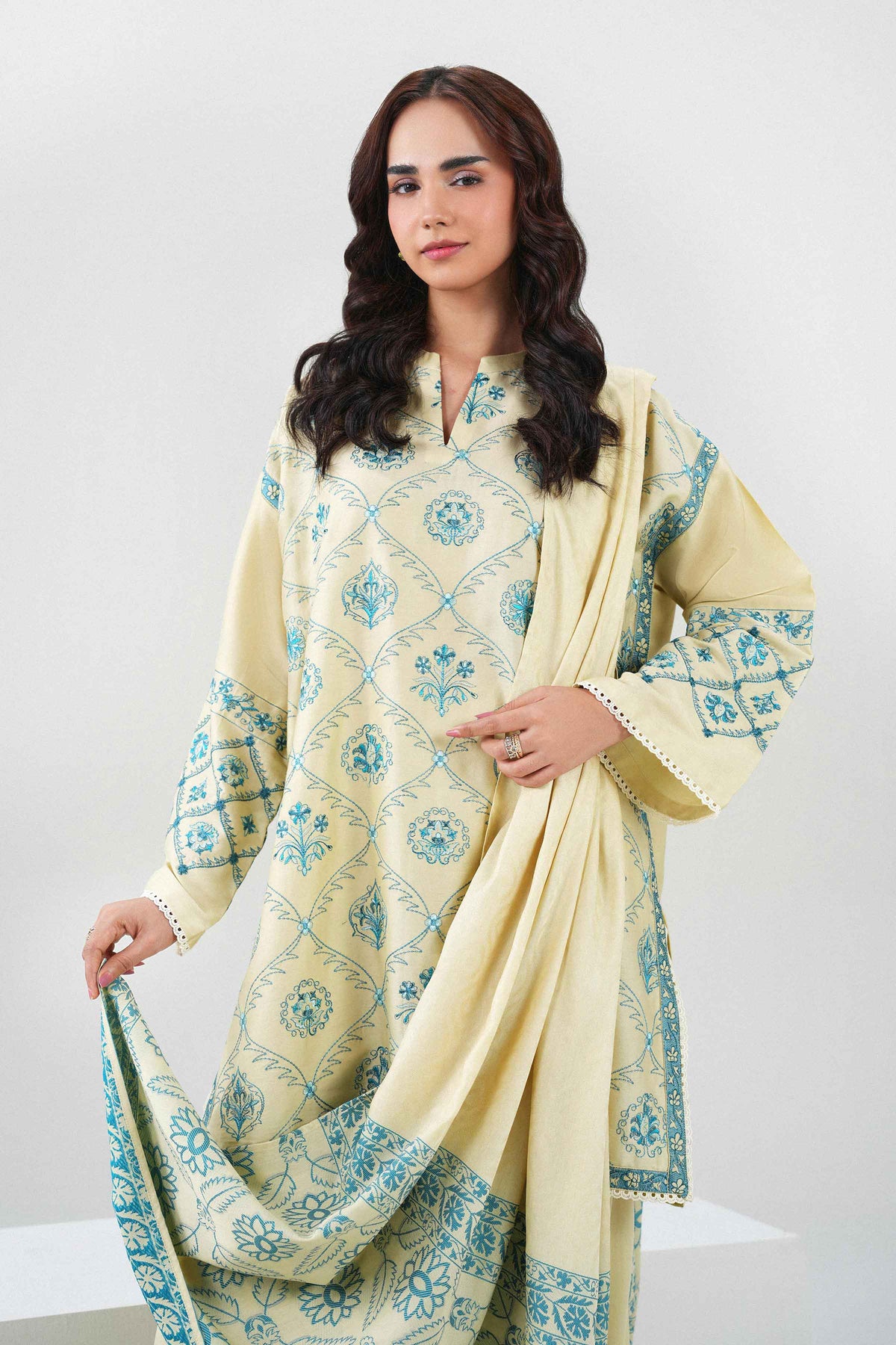3 Piece - Embroidered Suit - PW25-502