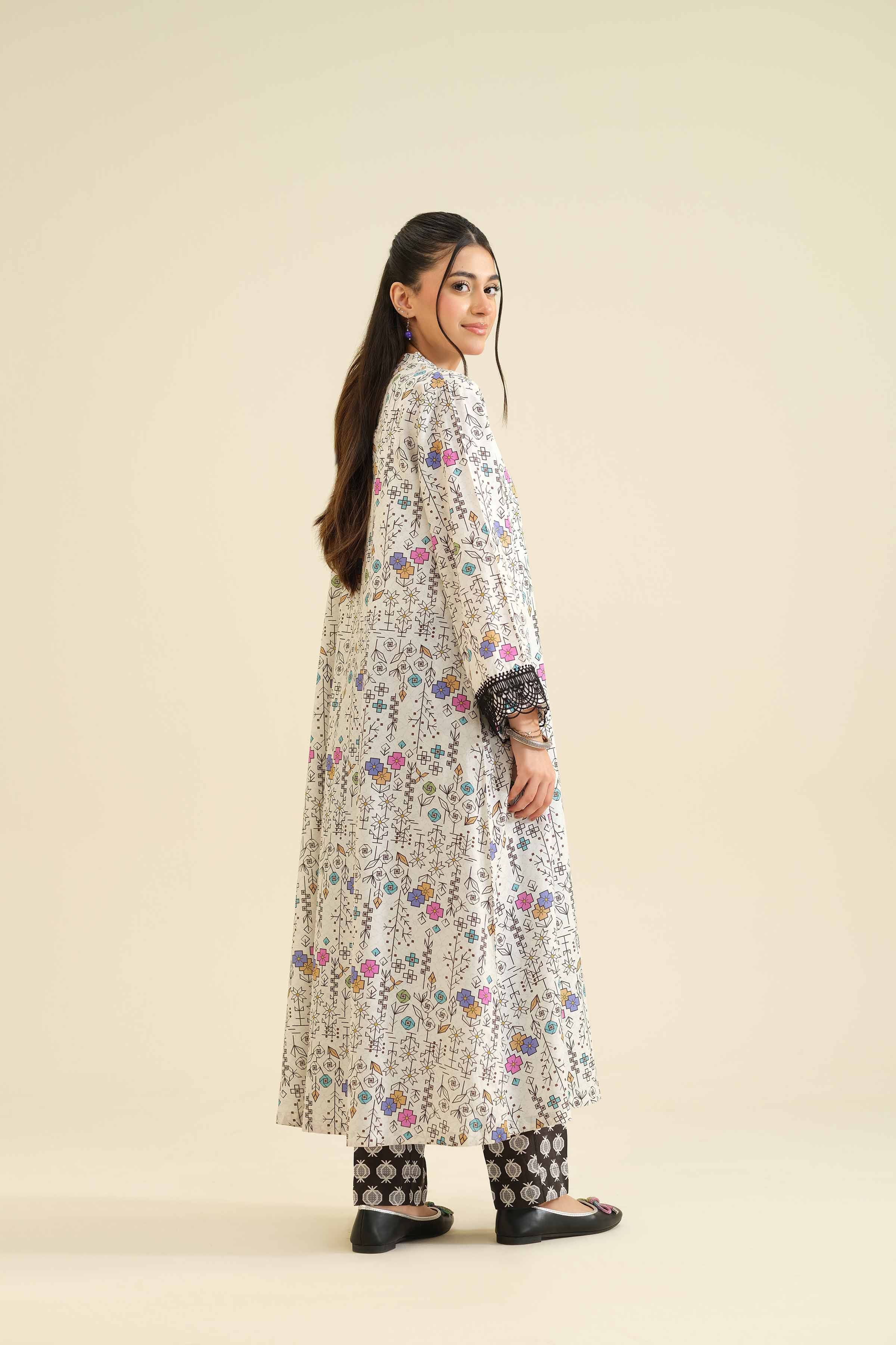 NISHATUAE - White Printed Tropical 2-piece Ready to wear Dress