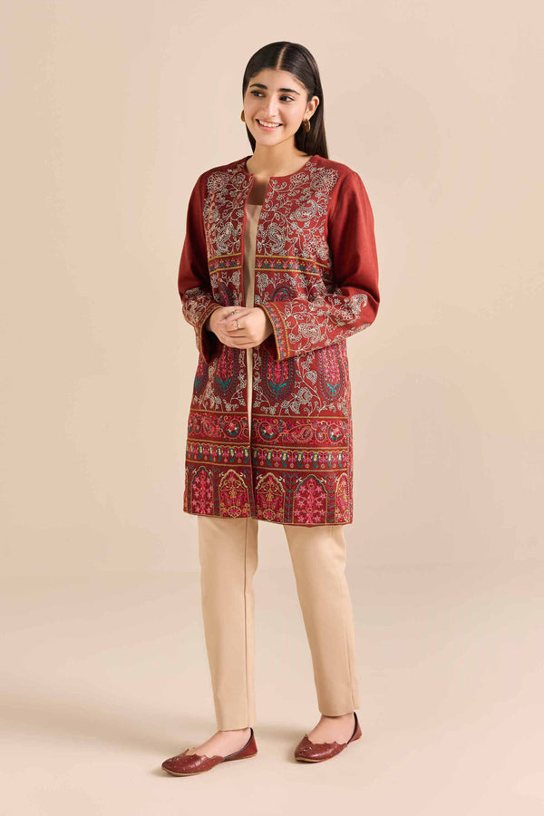NishatUAE - Rust Embroidered Karandi Ready To Wear Jacket