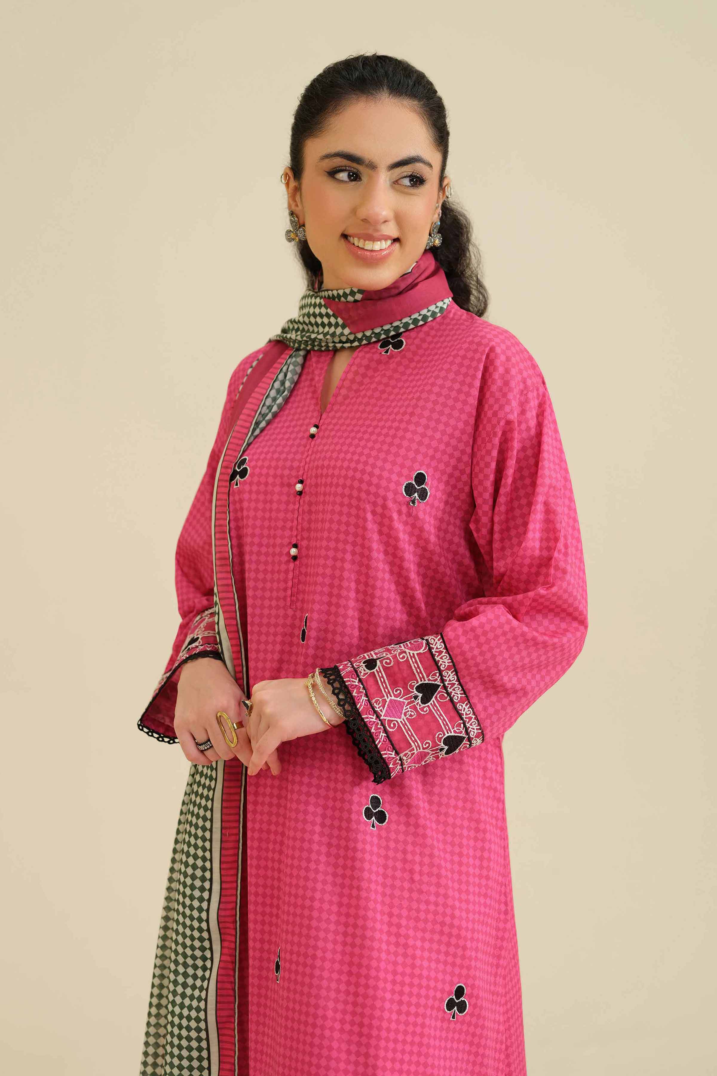 NISHATUAE - Pink Embroidered Cambric 2-piece Ready to wear Dress