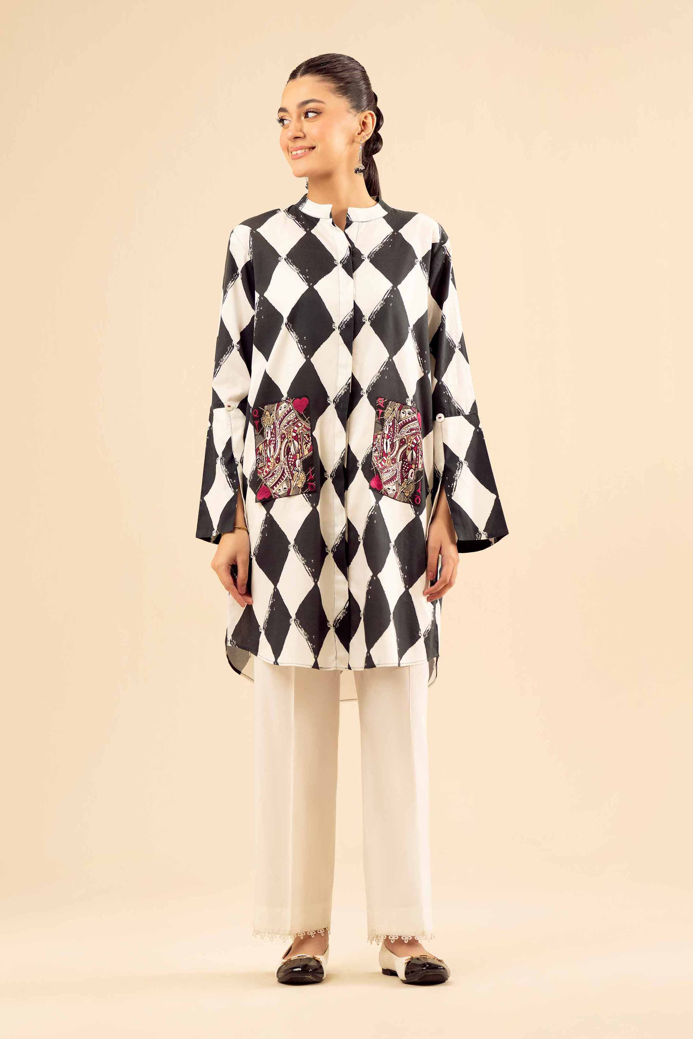 NISHATUAE - White Embroidered Cambric Ready to wear Shirt