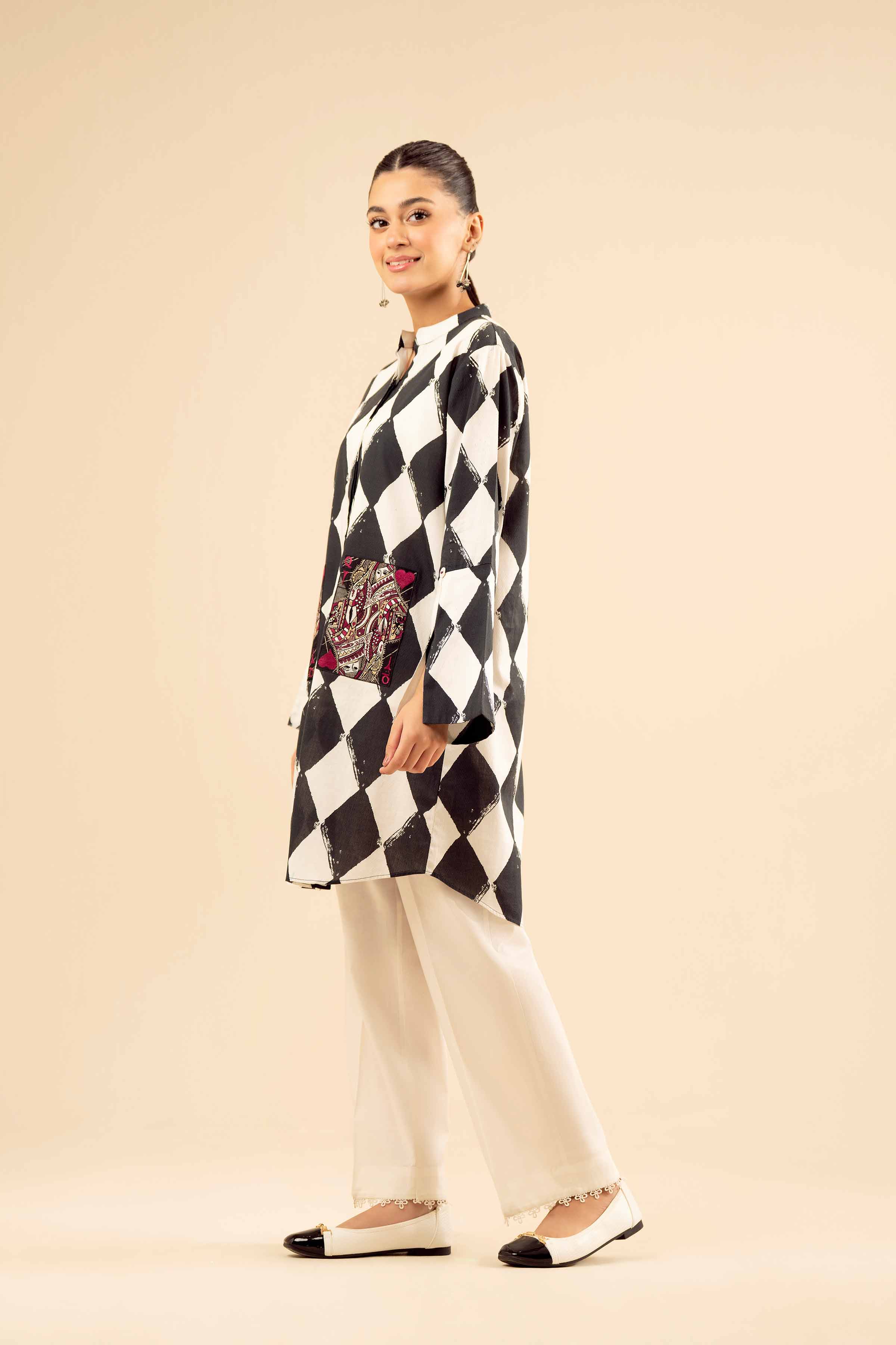 NISHATUAE - White Embroidered Cambric Ready to wear Shirt