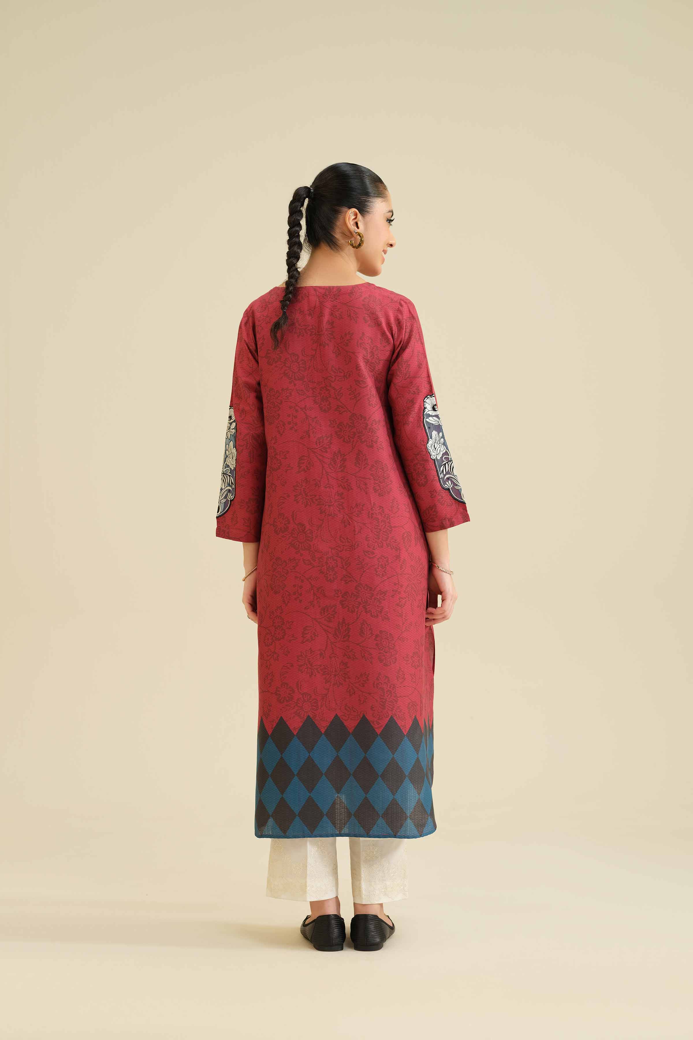 NISHATUAE - Maroon Embroidered Cambric Ready to wear Shirt
