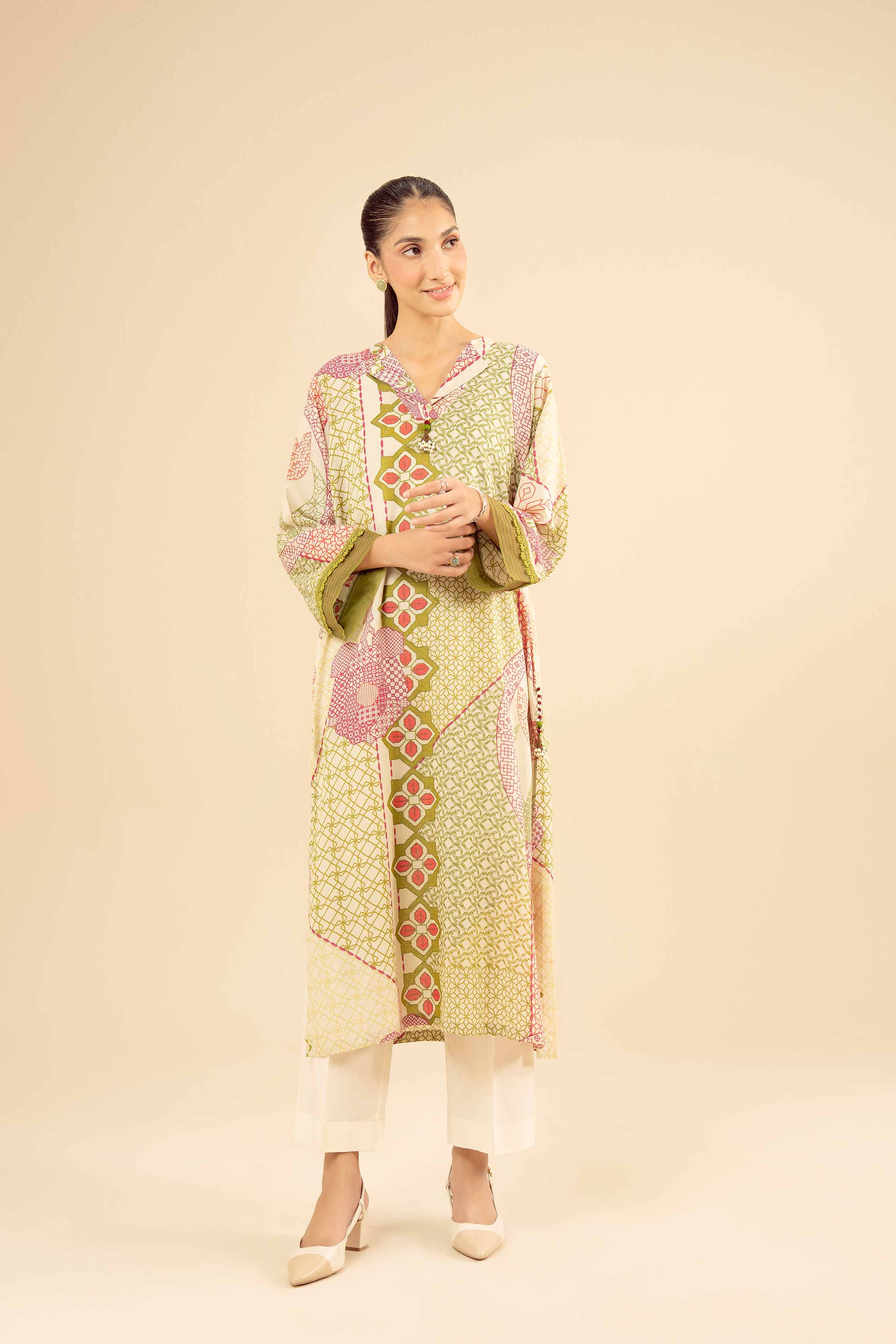NISHATUAE - Multi Printed Karandi Ready to wear Shirt