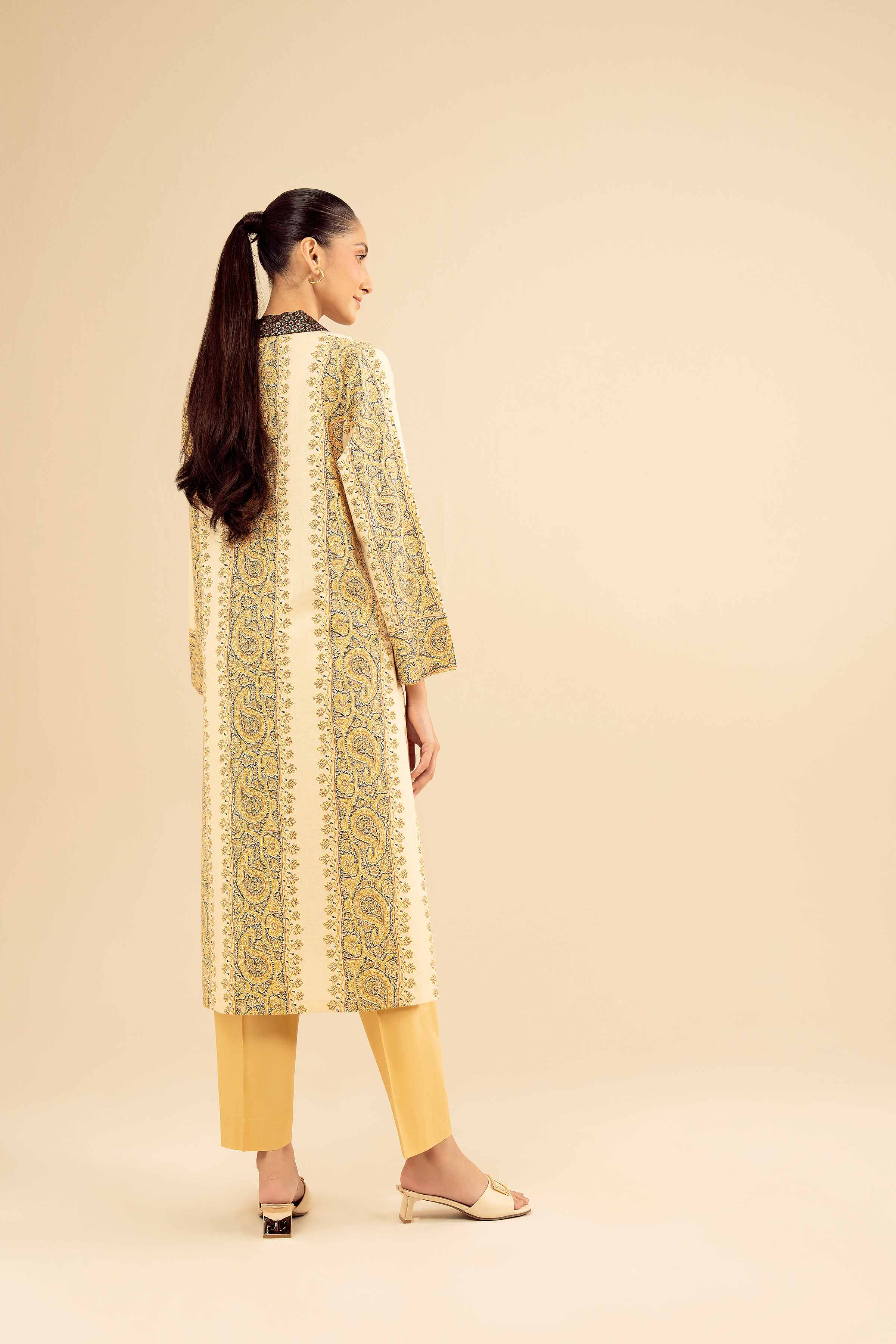 NISHATUAE - Beige Embroidered Karandi Ready to wear Shirt