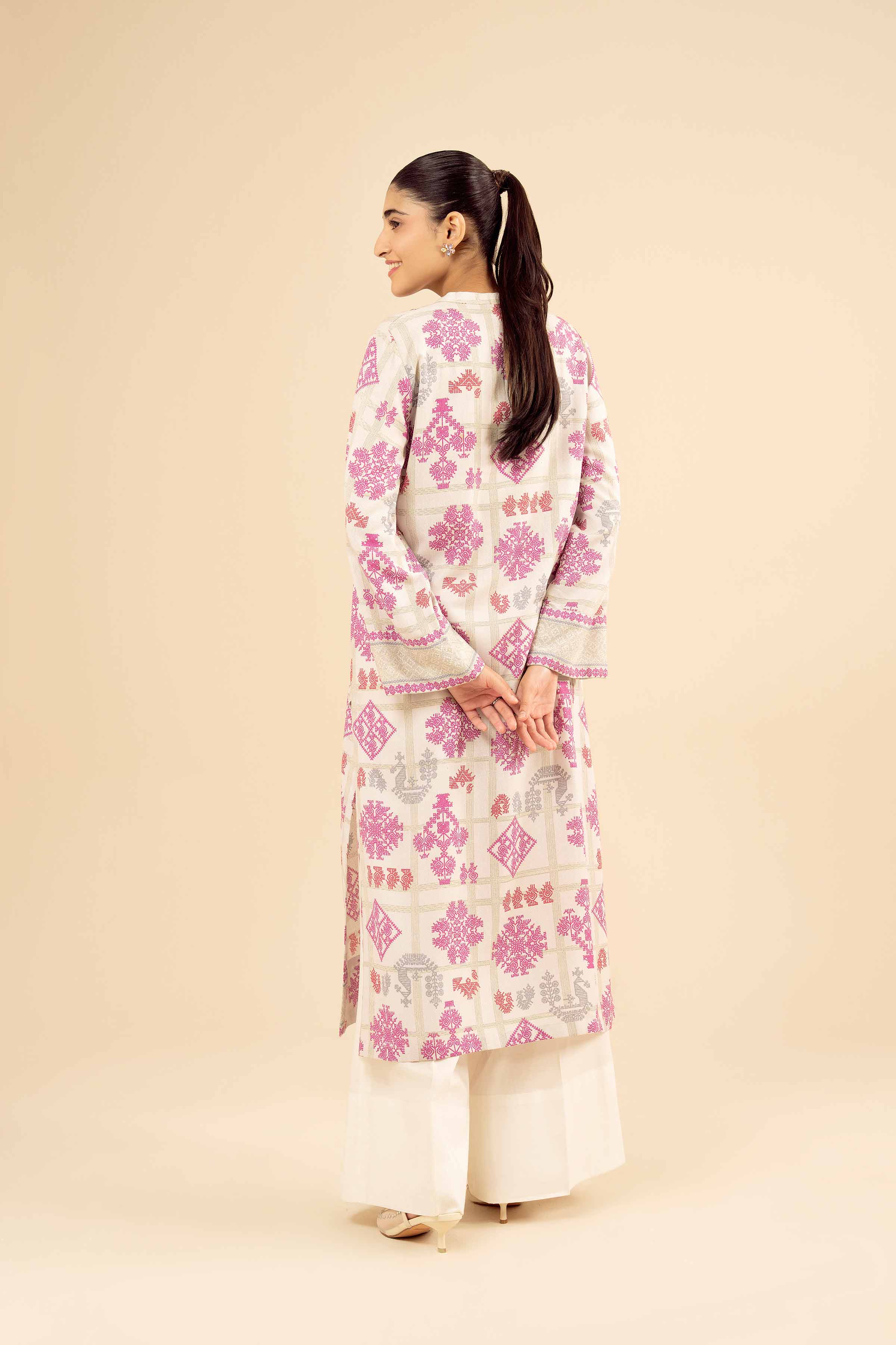 NISHATUAE - Off White Embroidered Karandi Ready to wear Shirt