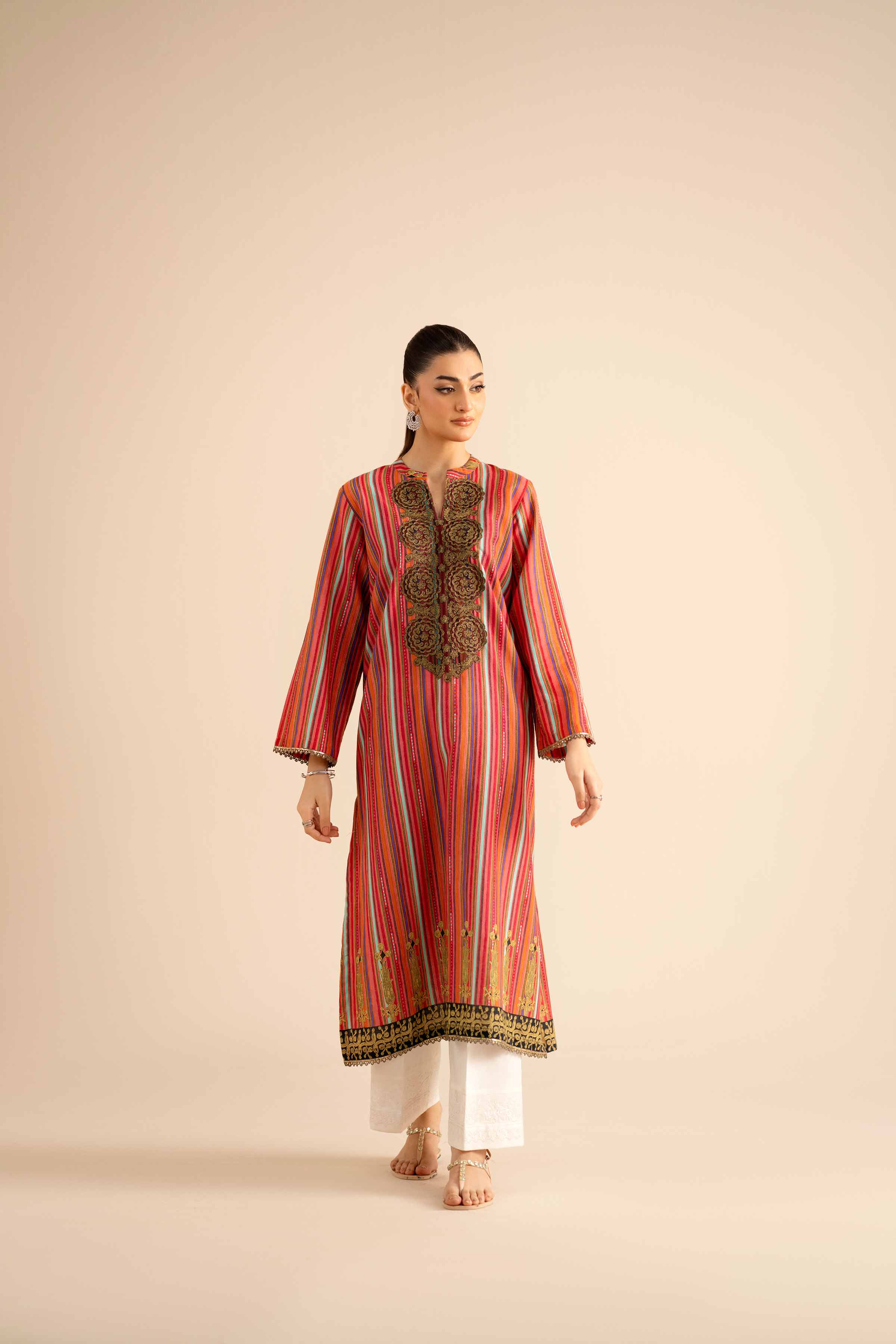 NISHATUAE - Multi Embroidered Karandi Ready to wear Shirt
