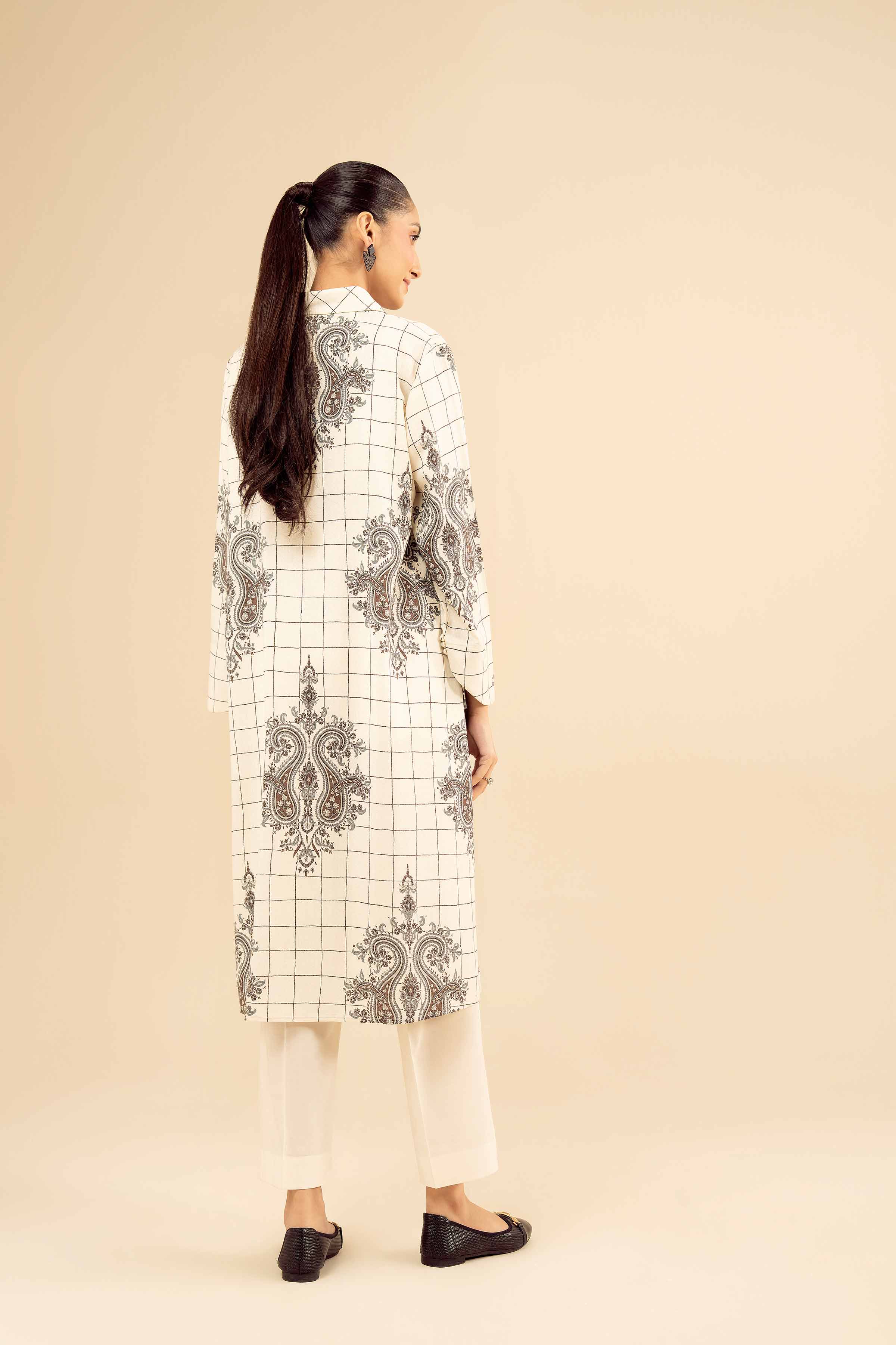 NISHATUAE - Off White Solids Karandi Ready to wear Shirt