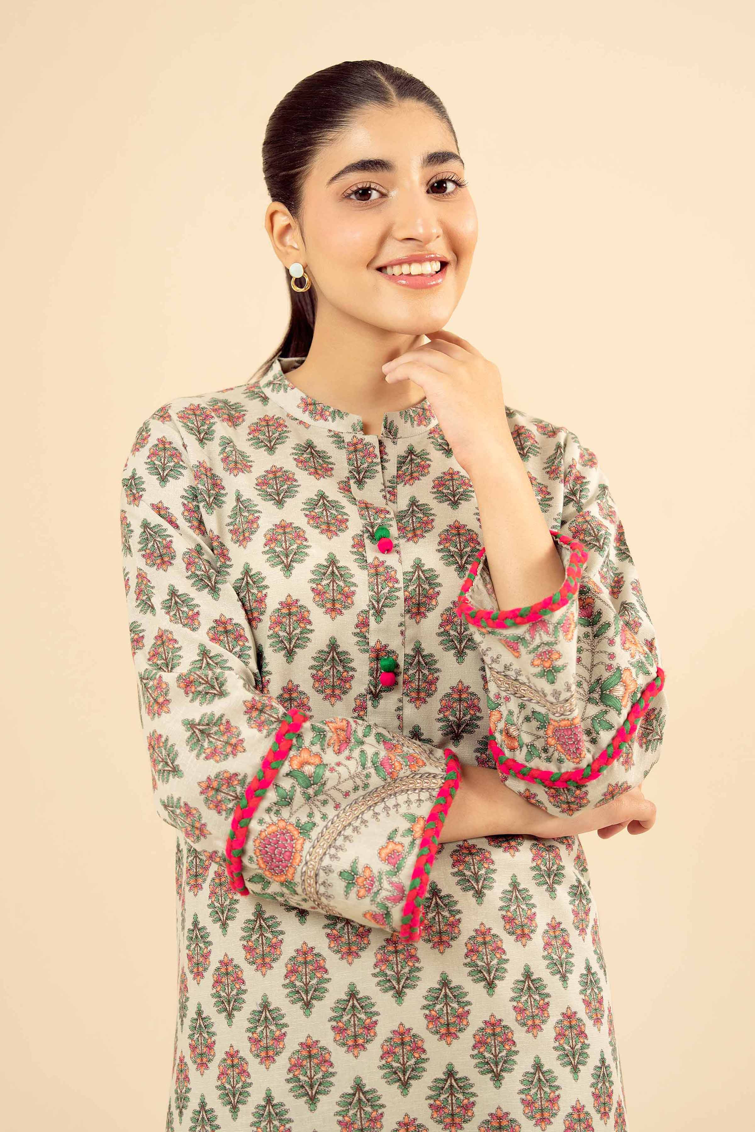 NISHATUAE - Green Printed Karandi Ready to wear Shirt