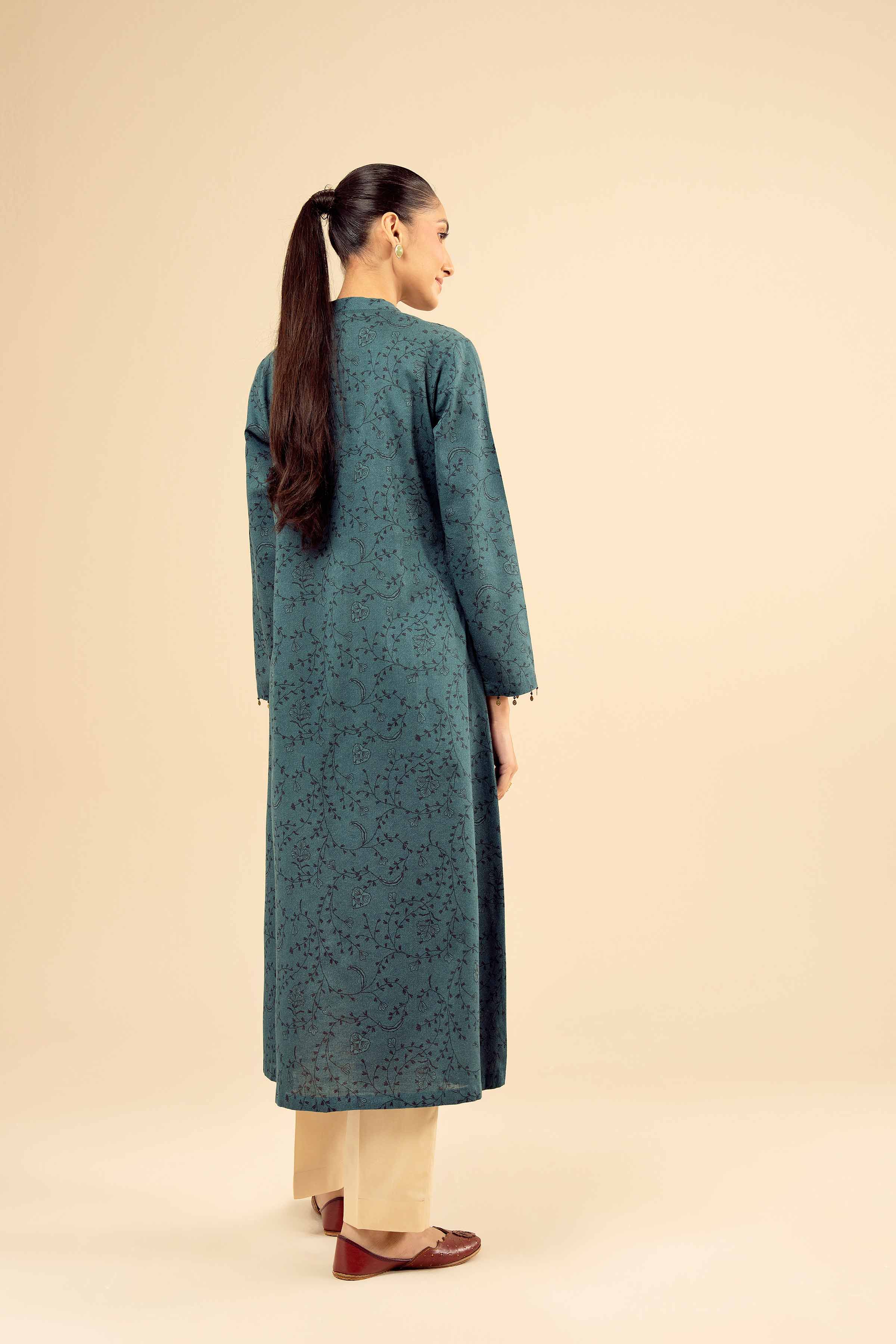 NISHATUAE - Green Embroidered Karandi Ready to wear Shirt