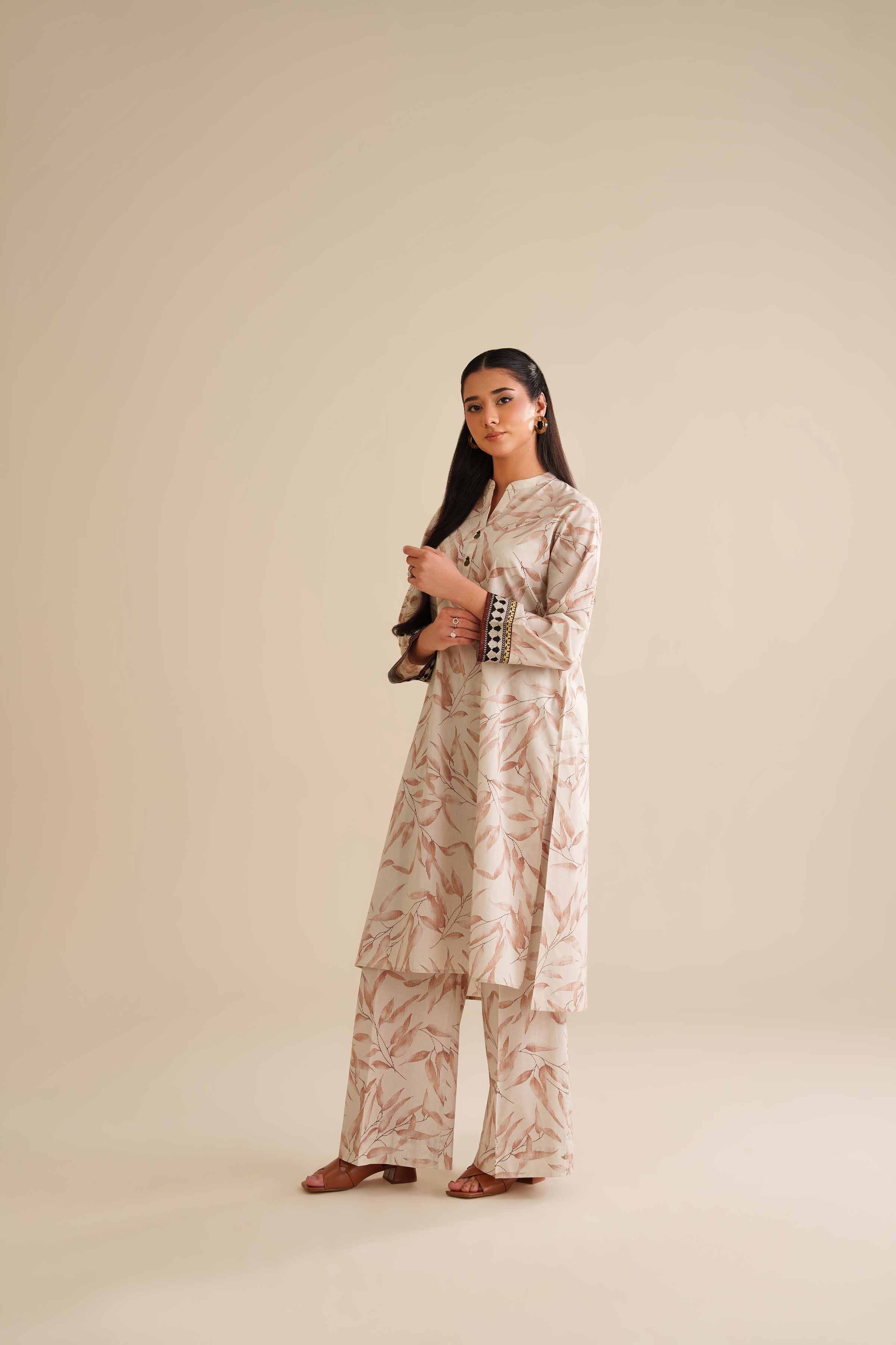 NISHATUAE - Off White Embroidered Cambric 2-piece Ready to wear Dress