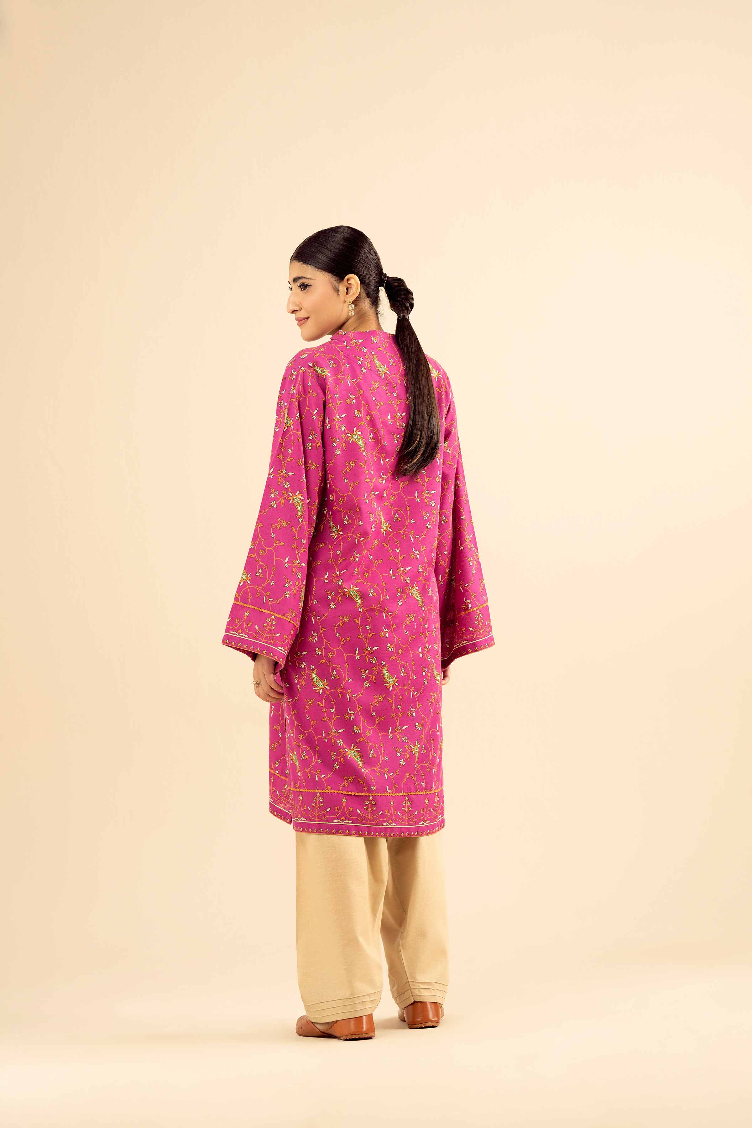 NISHATUAE - Pink Printed Karandi Ready to wear Kurta