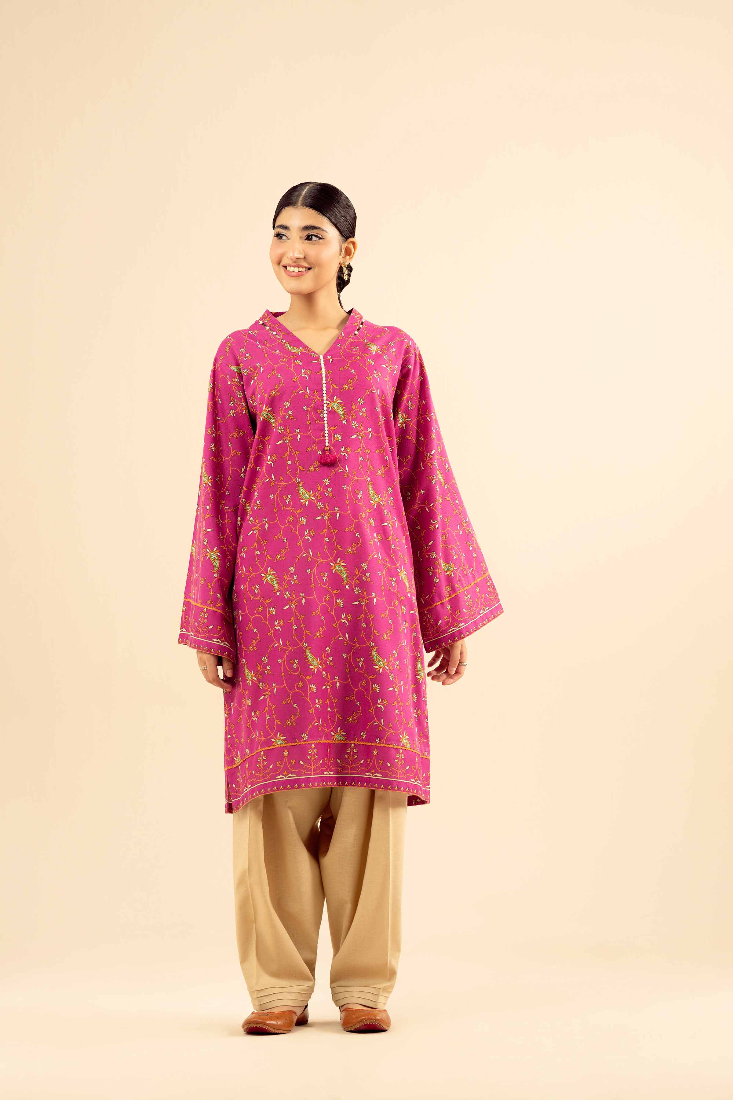 NISHATUAE - Pink Printed Karandi Ready to wear Kurta