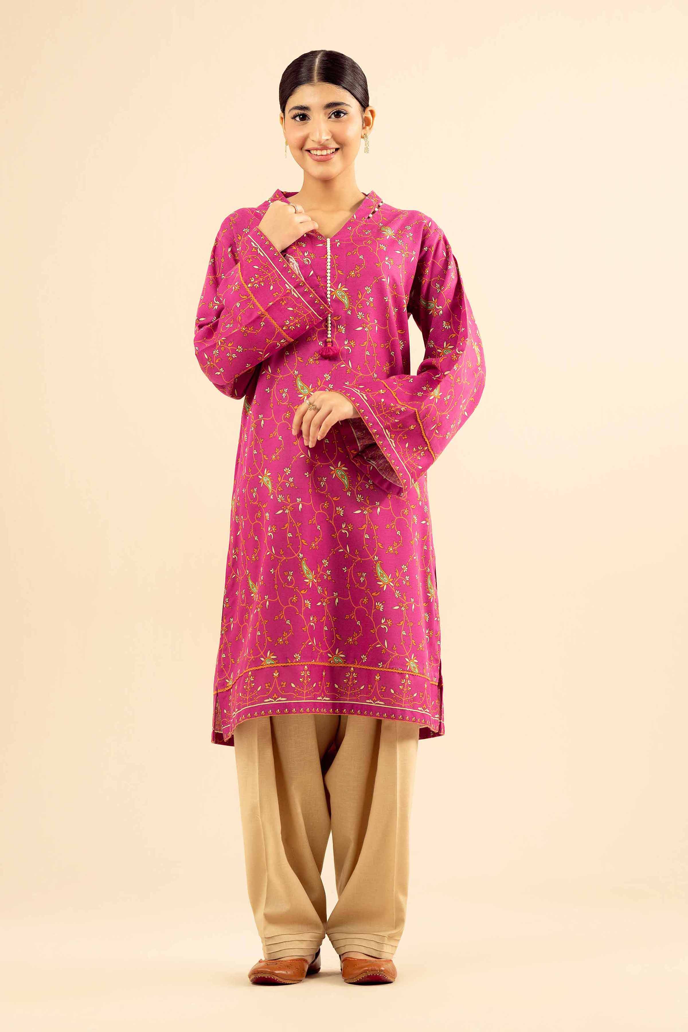 NISHATUAE - Pink Printed Karandi Ready to wear Kurta