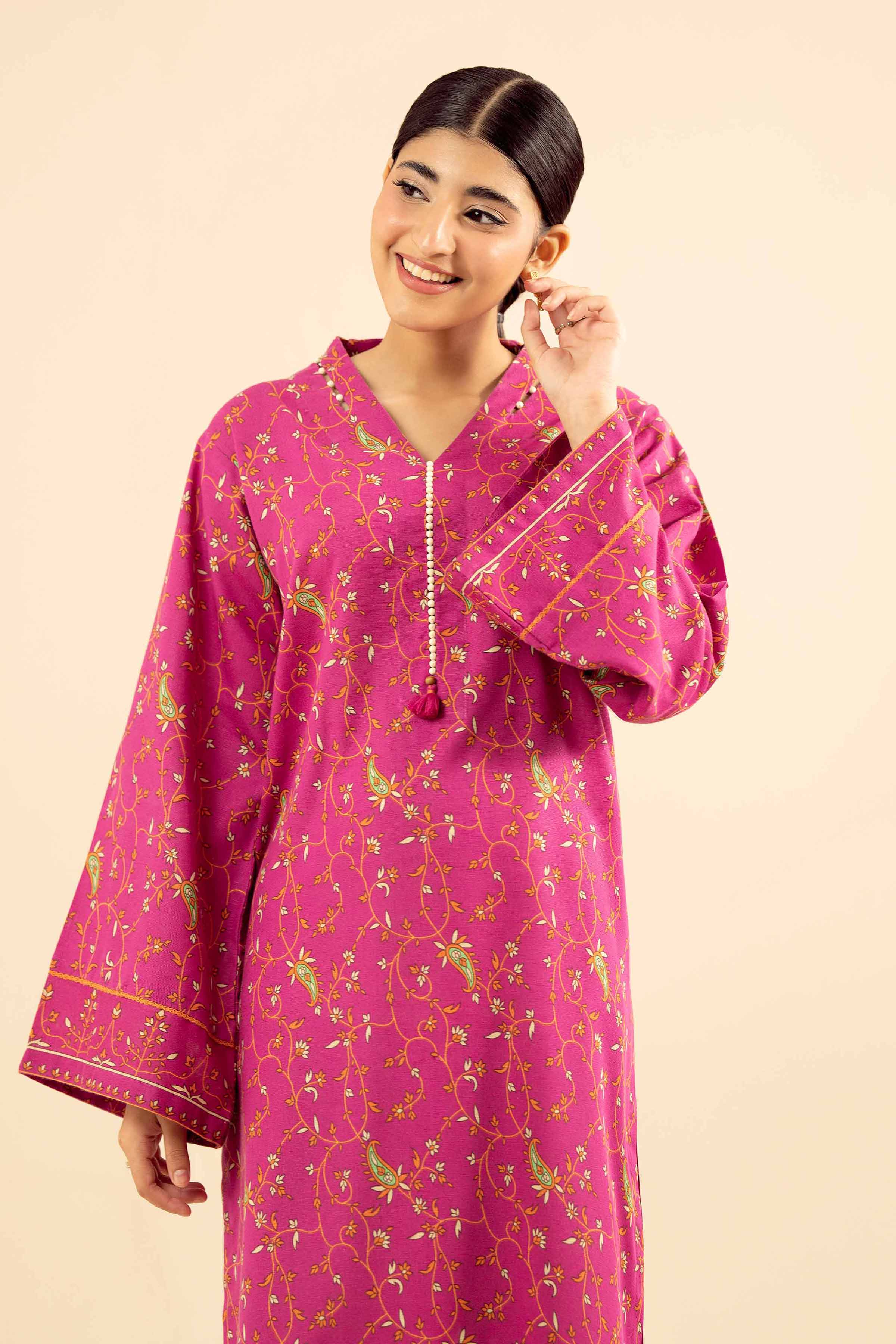 NISHATUAE - Pink Printed Karandi Ready to wear Kurta