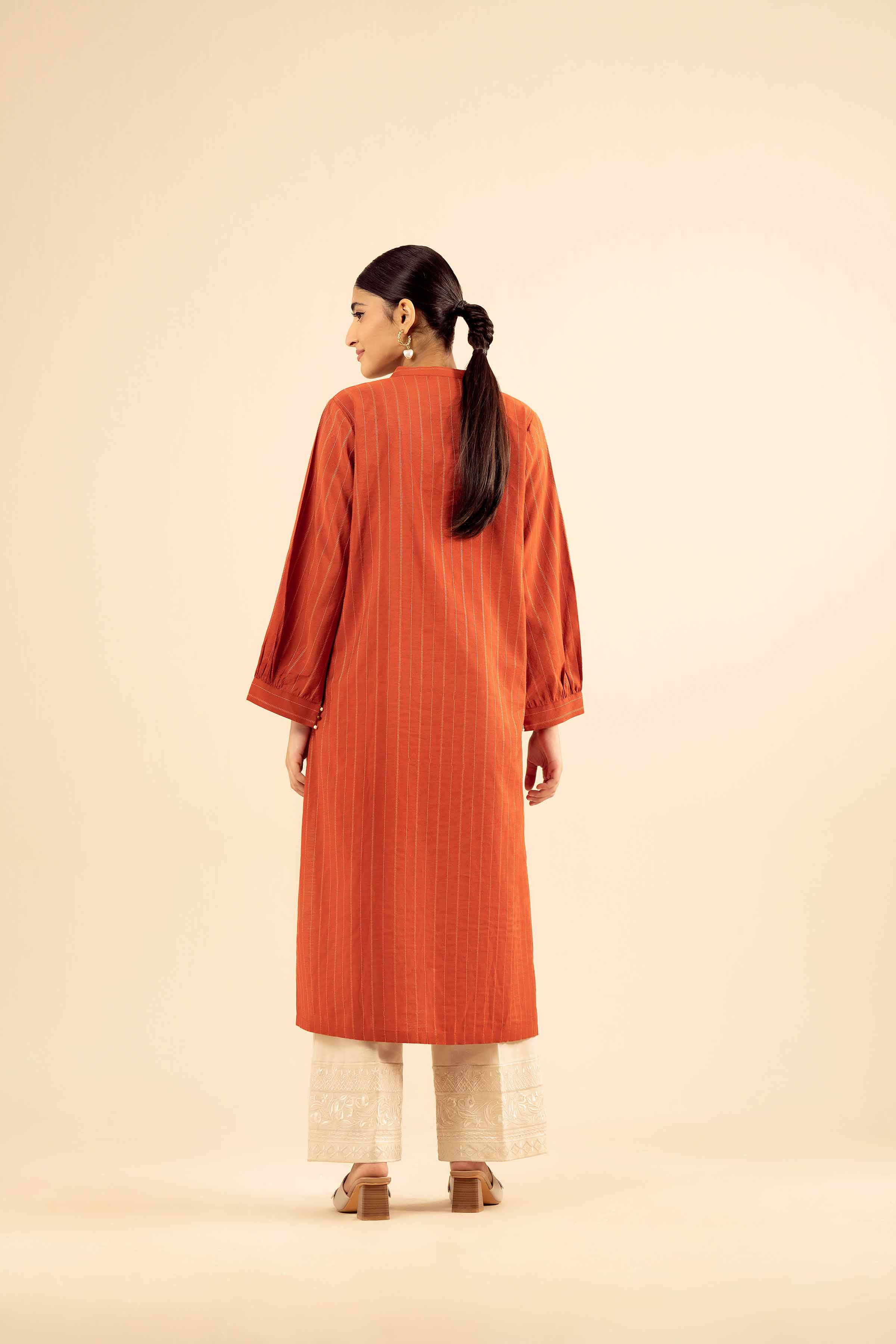 NISHATUAE - Red Solids Mix Fabric Ready to wear Shirt