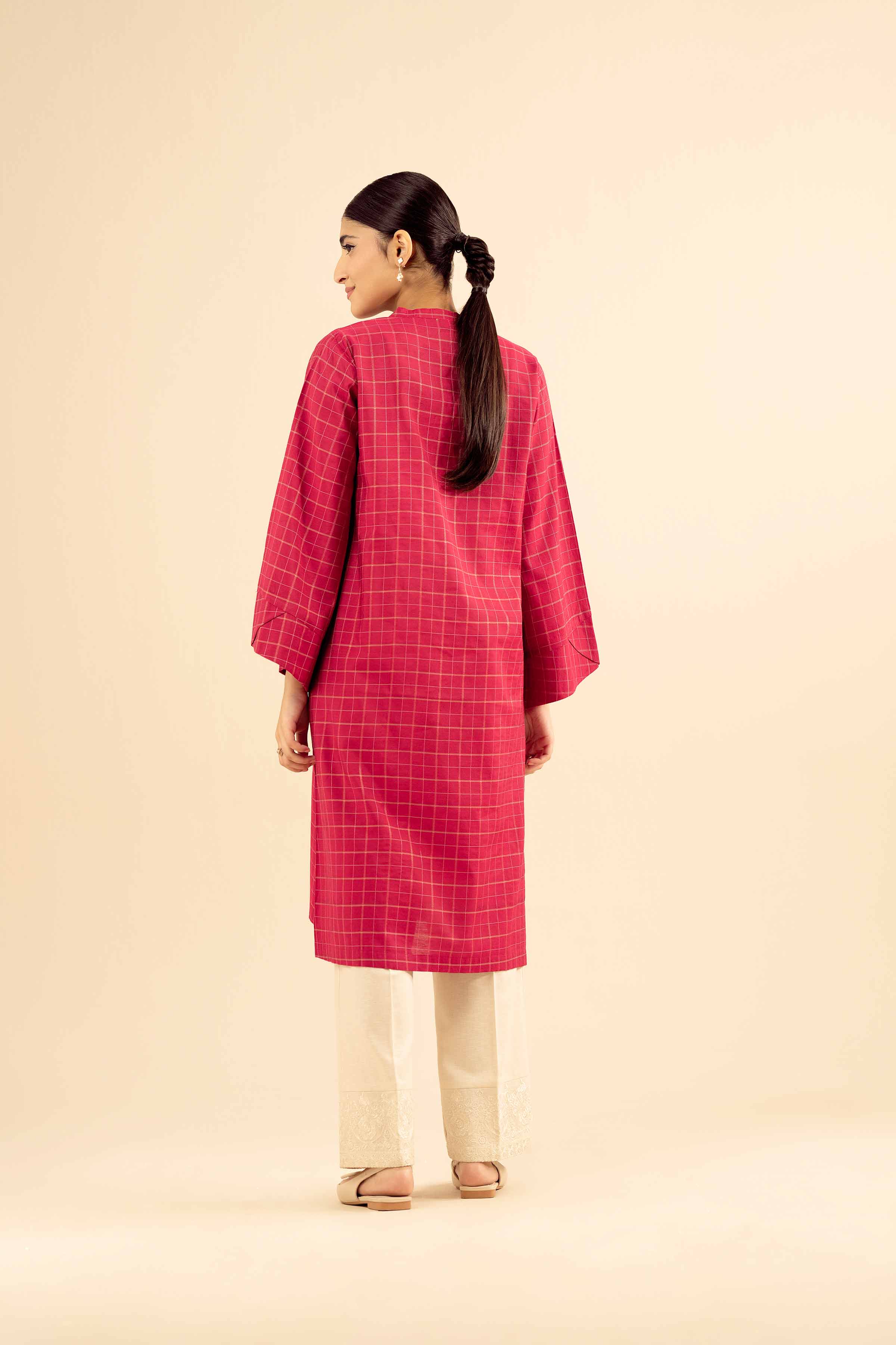 NISHATUAE - Pink Solids Mix Fabric Ready to wear Shirt