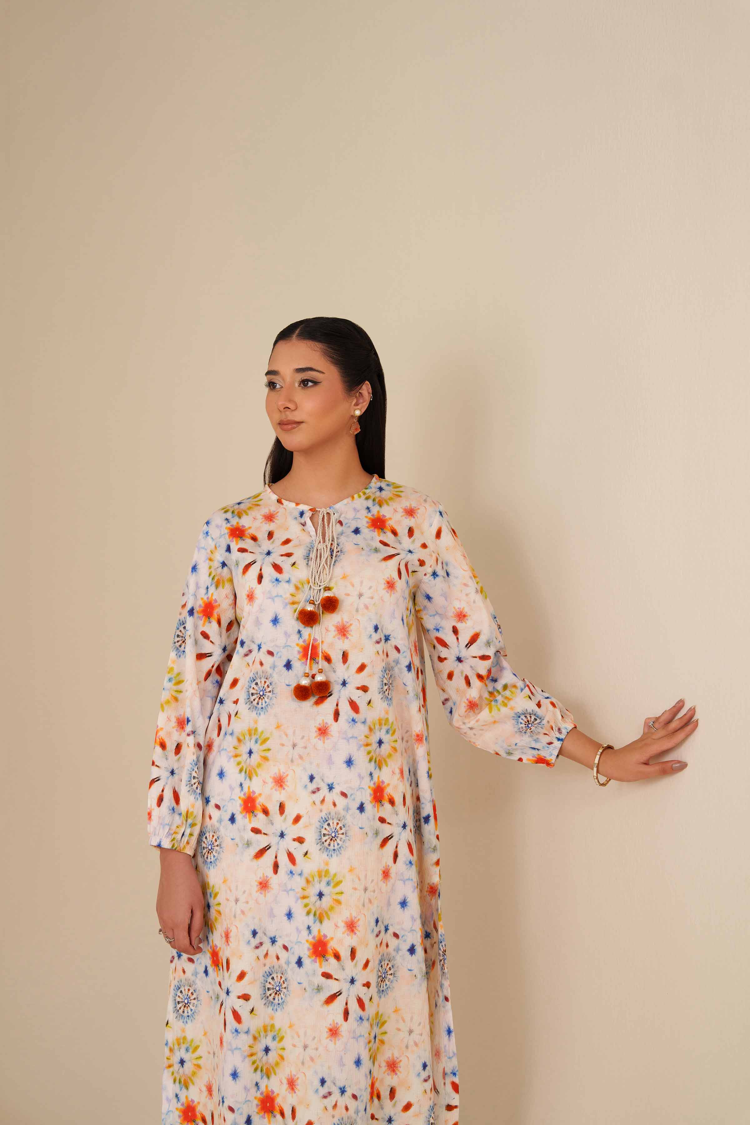 NISHATUAE - Off White Printed Crush 2-piece Ready to wear Dress