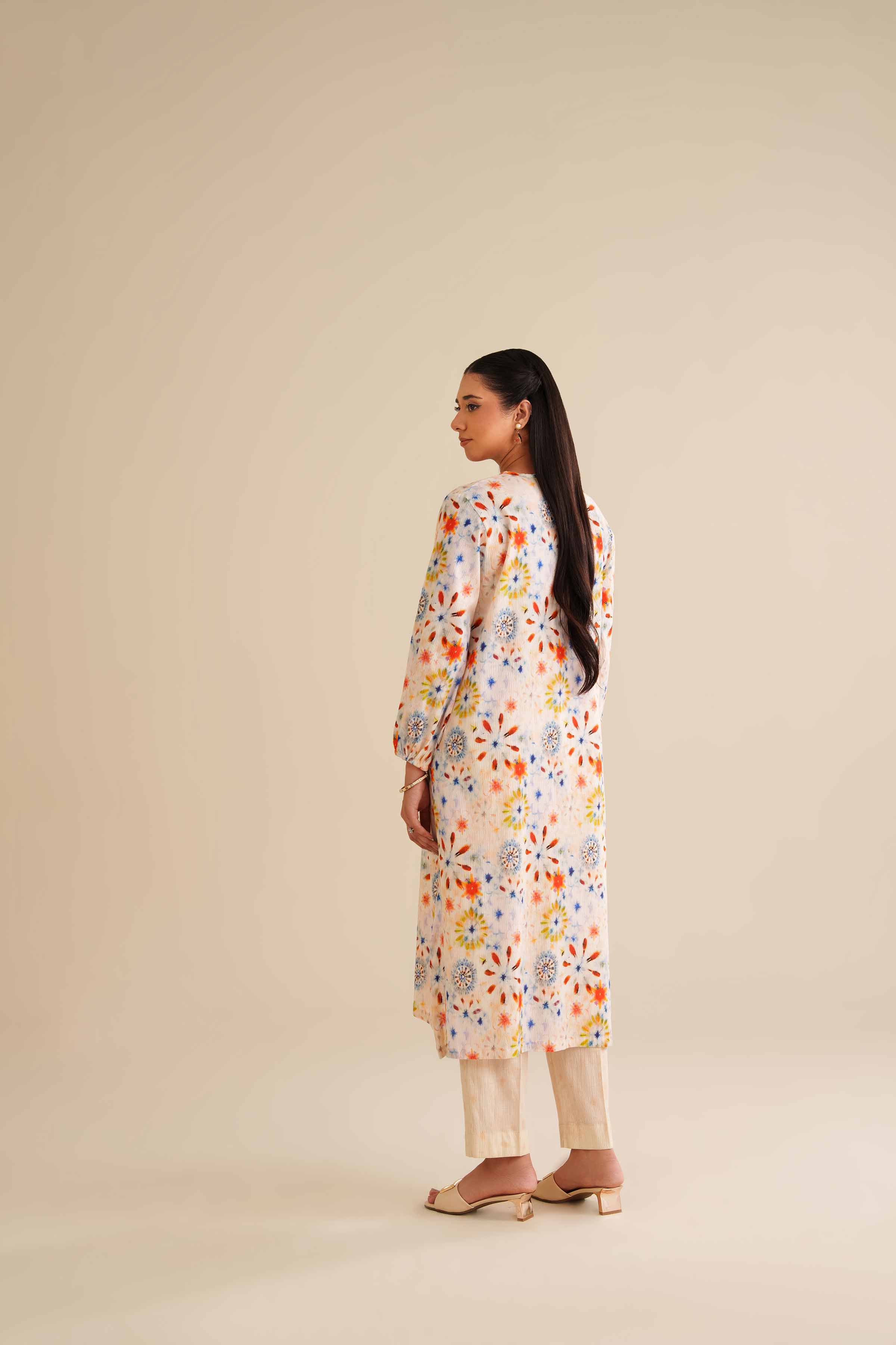 NISHATUAE - Off White Printed Crush 2-piece Ready to wear Dress