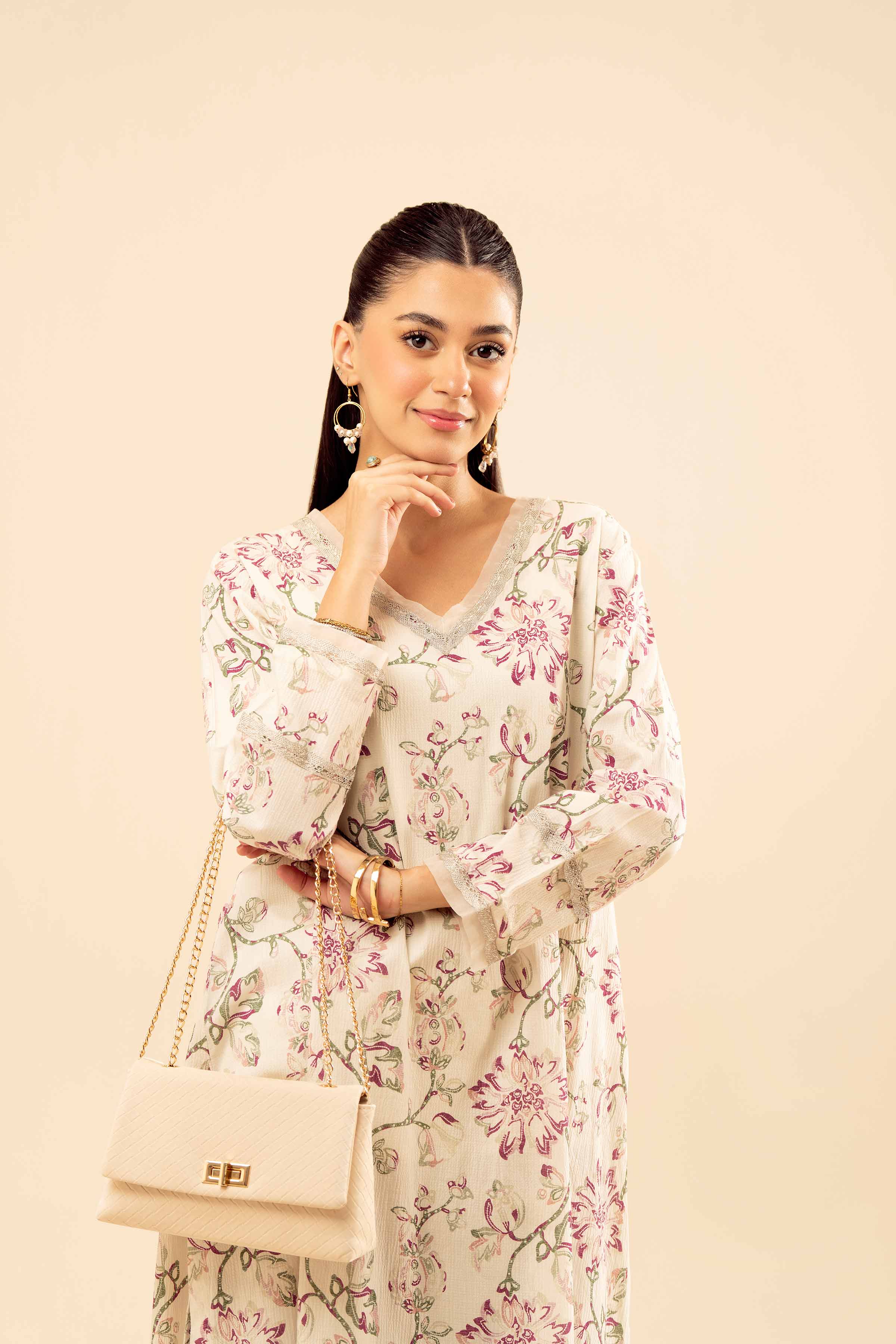 NISHATUAE - Off White Solids Crush 2-piece Ready to wear Dress