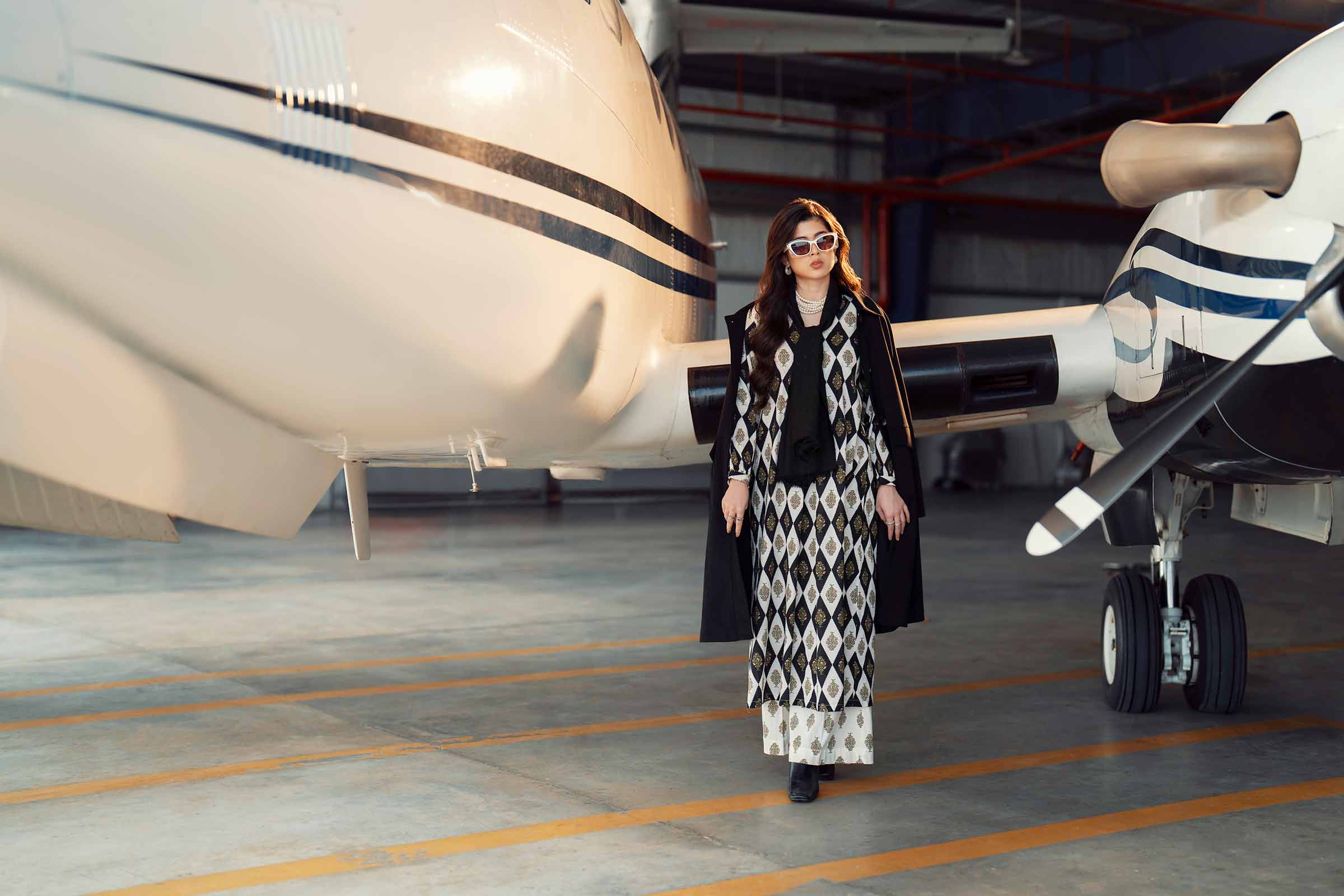 NISHATUAE - Black Printed Crush 2-piece Ready to wear Dress