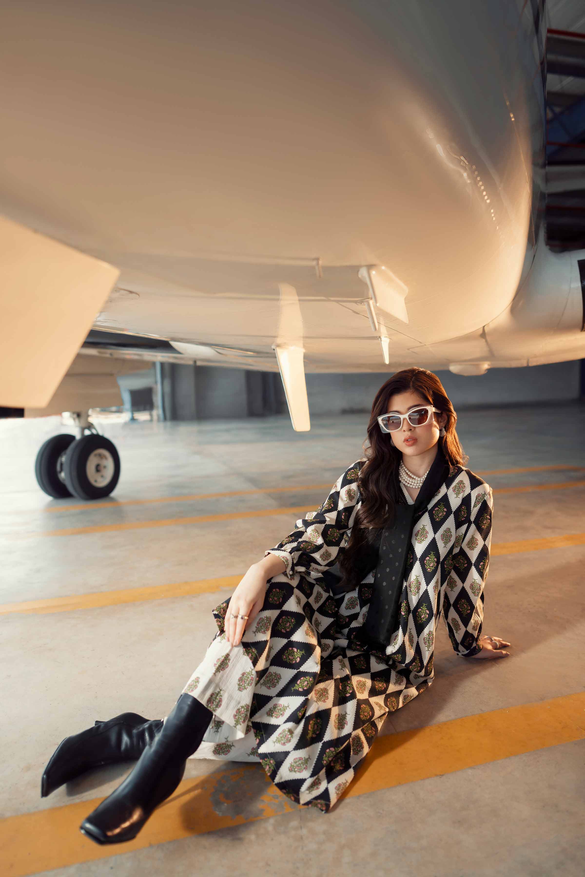 NISHATUAE - Black Printed Crush 2-piece Ready to wear Dress