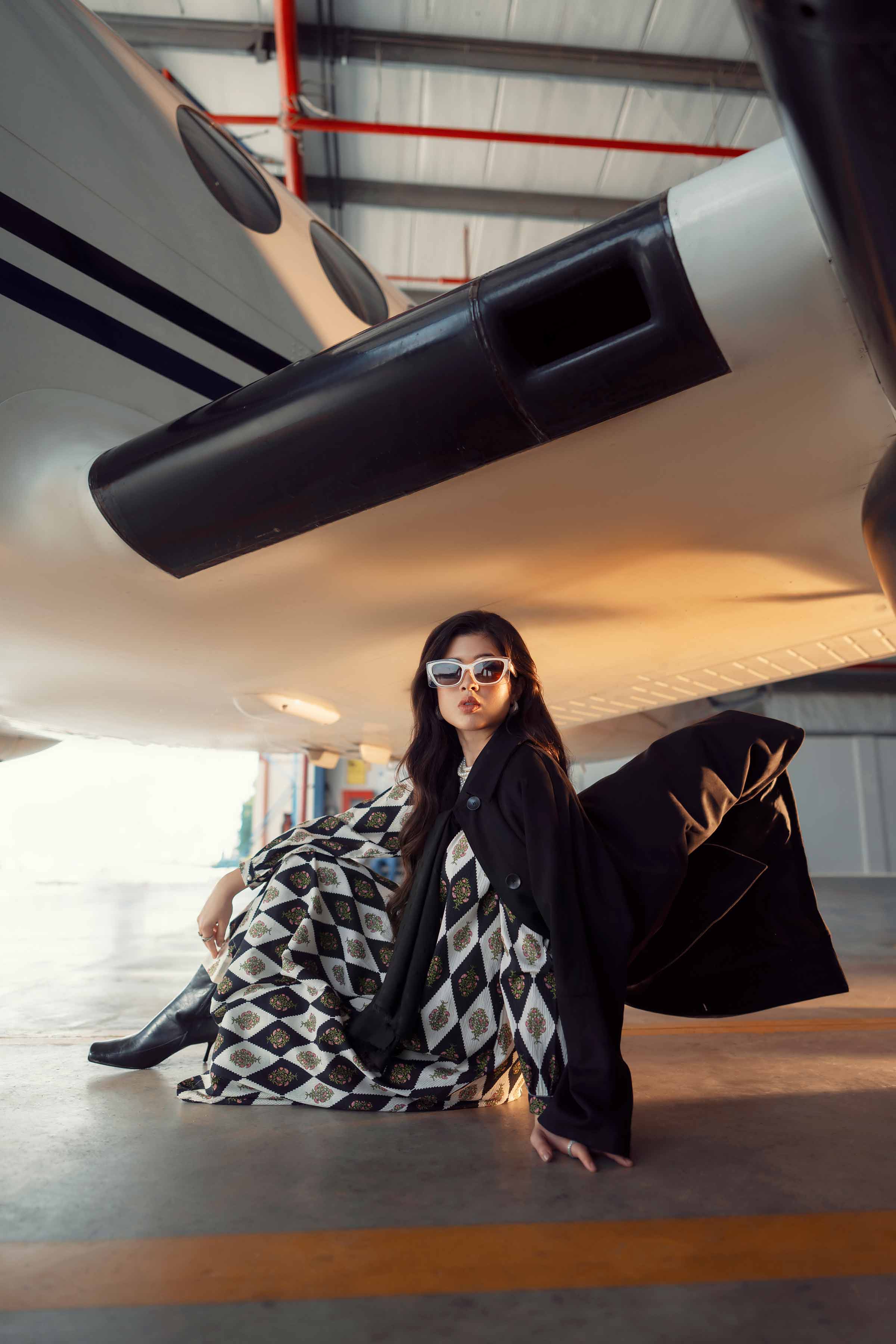 NISHATUAE - Black Printed Crush 2-piece Ready to wear Dress